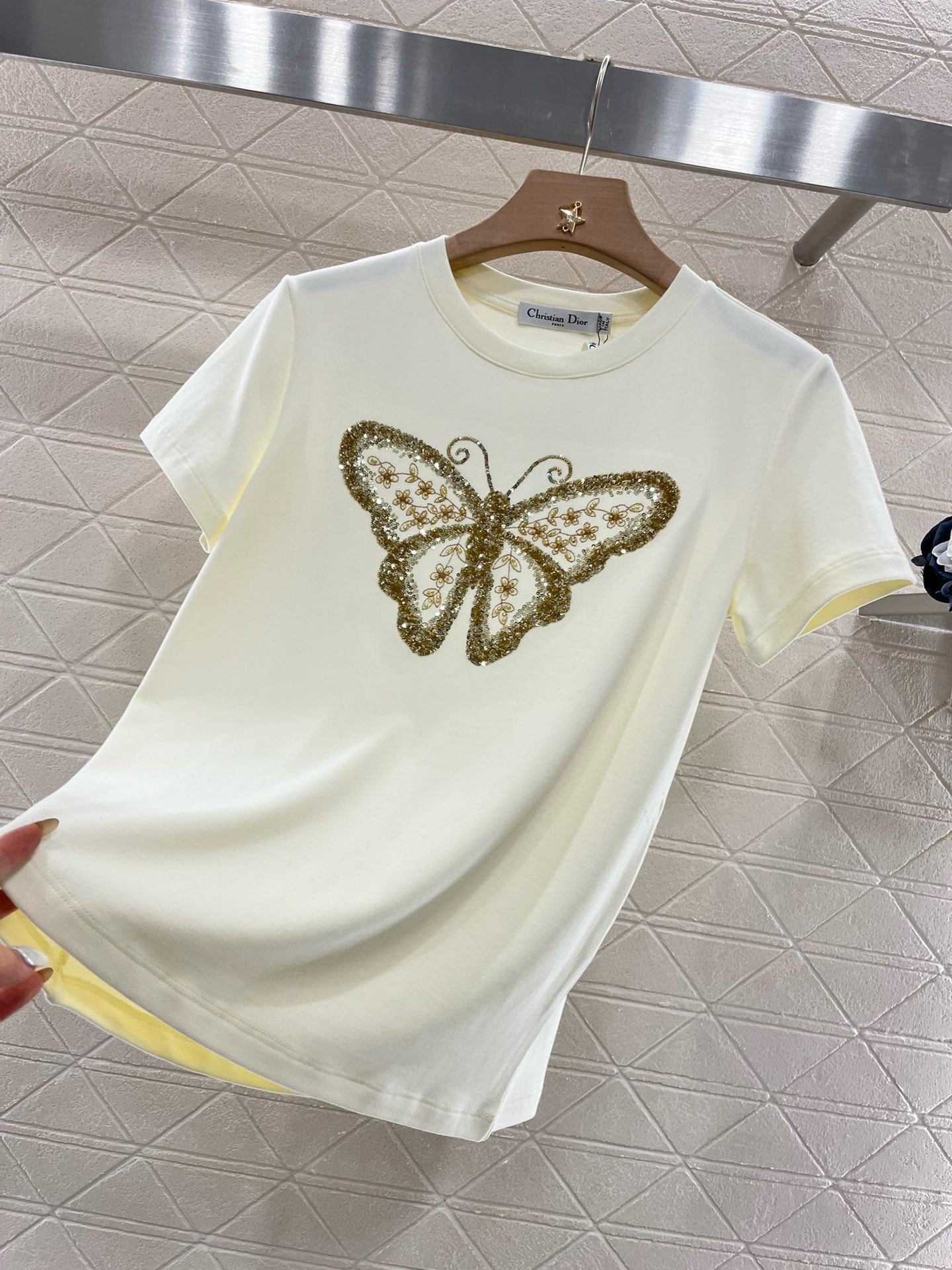 D* New Arrival Embroidered Beaded Short Sleeves