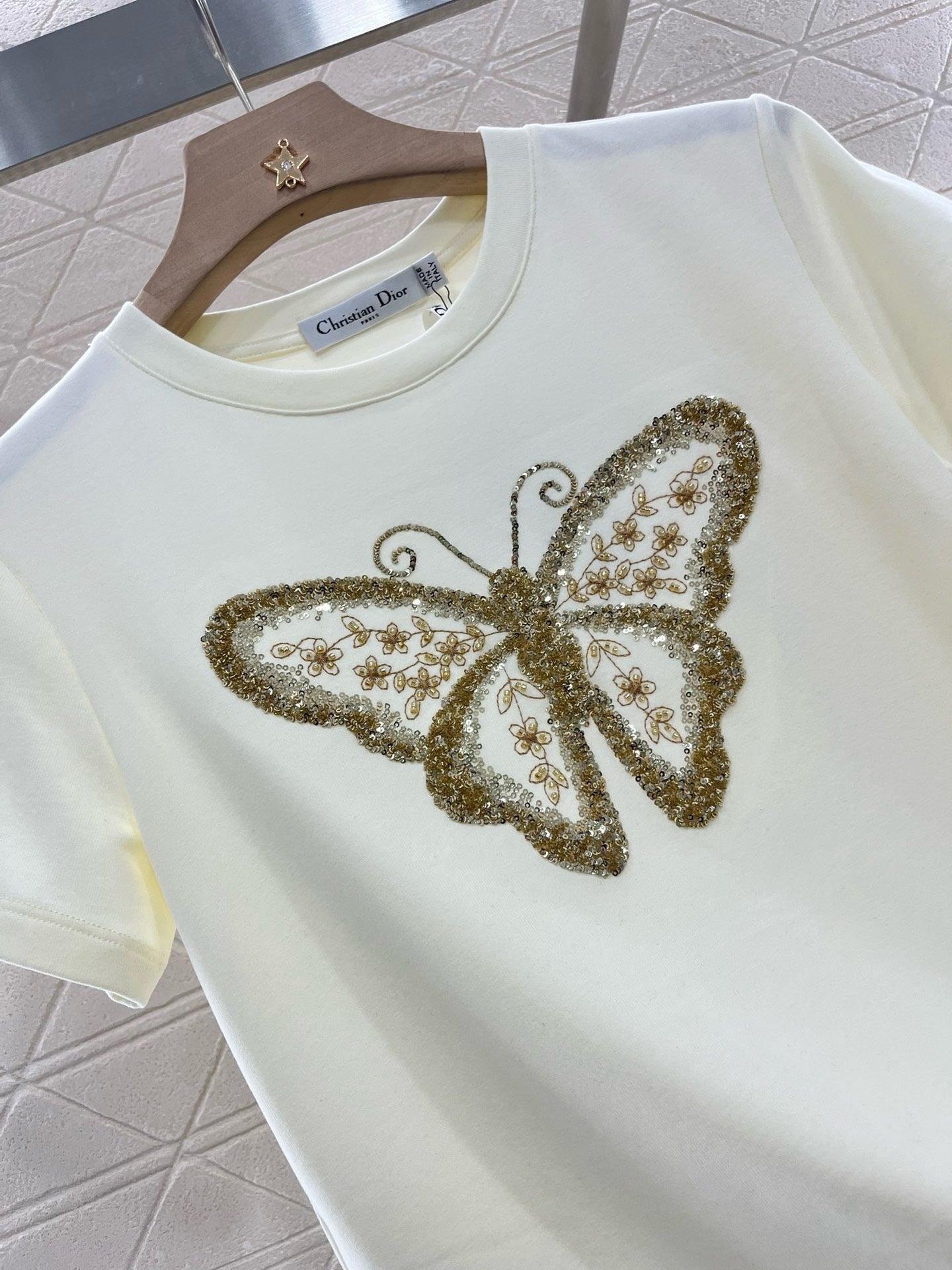 D* New Arrival Embroidered Beaded Short Sleeves