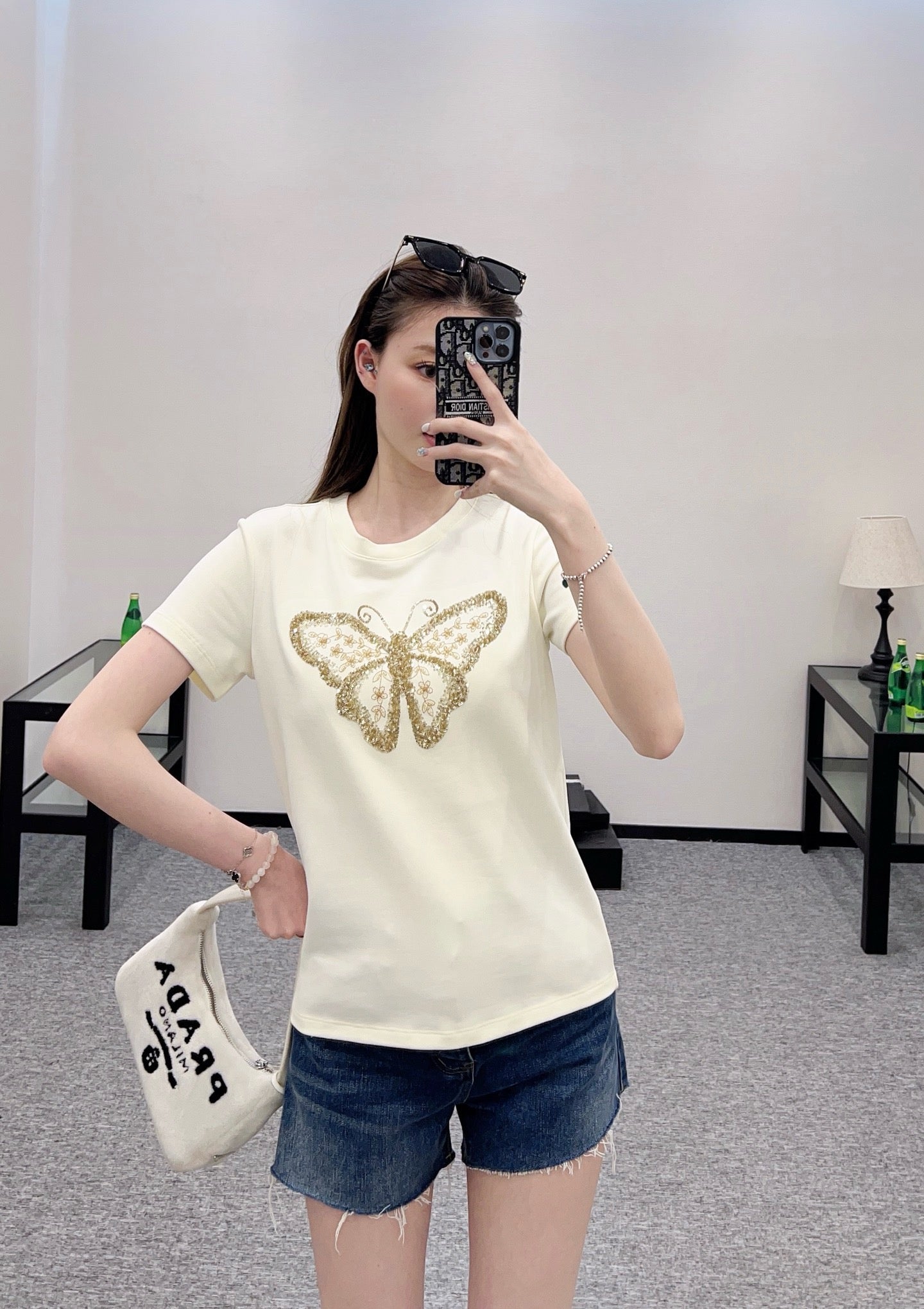 D* New Arrival Embroidered Beaded Short Sleeves