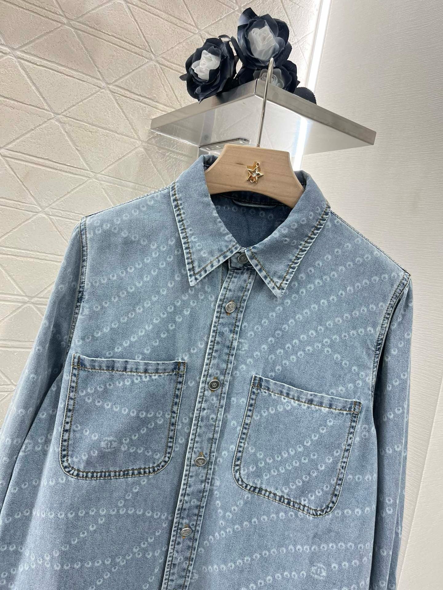 C* New Pearl Chain Denim Shirt