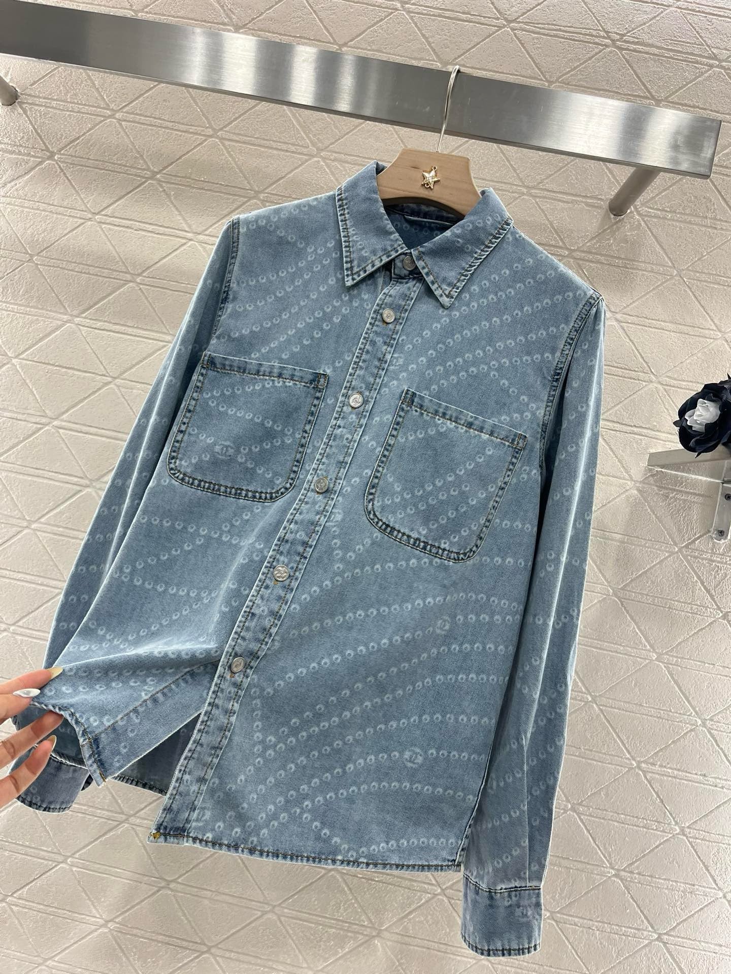 C* New Pearl Chain Denim Shirt