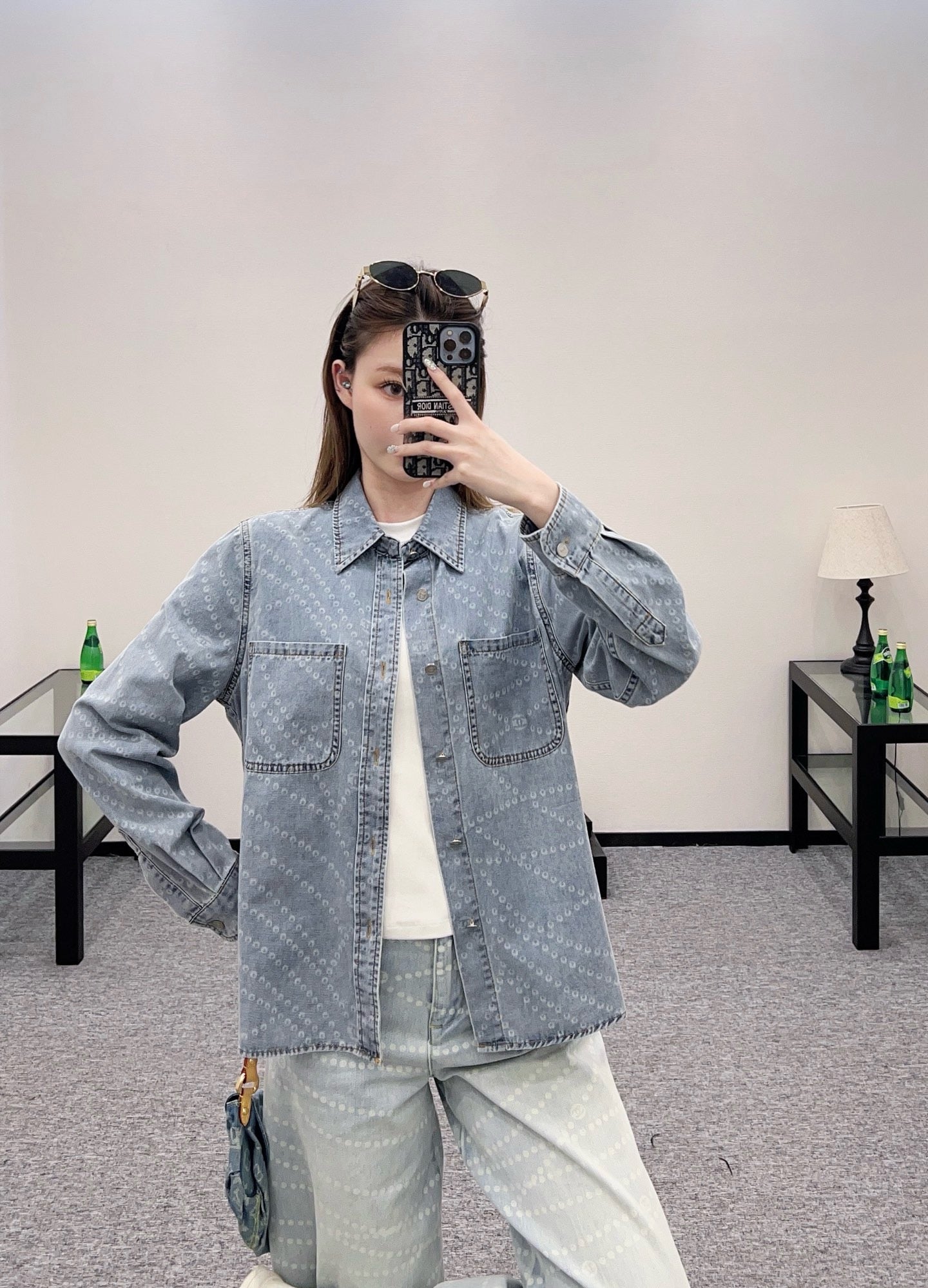 C* New Pearl Chain Denim Shirt