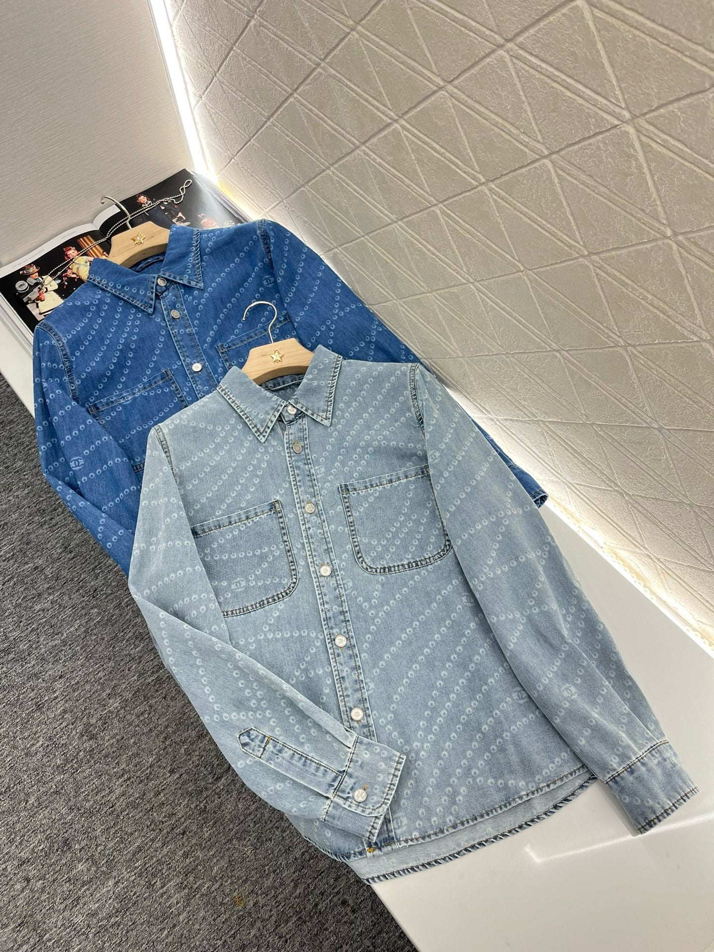C* New Pearl Chain Denim Shirt