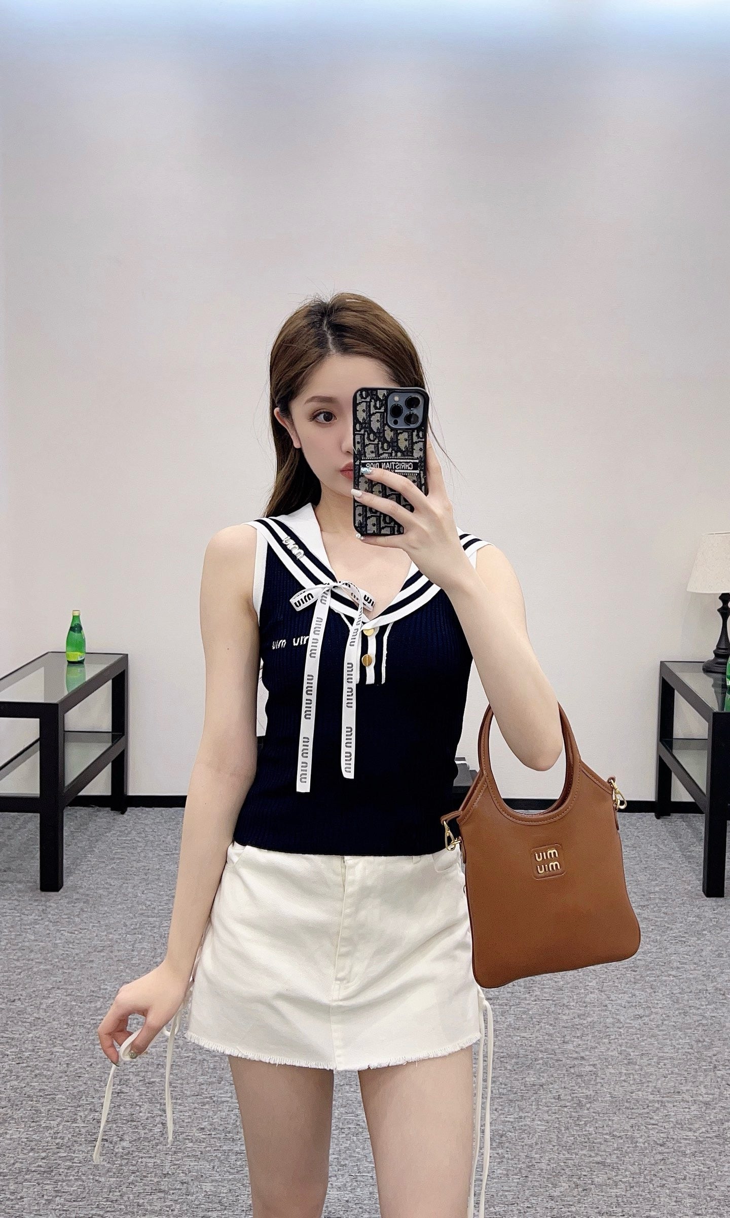 MI*MI*New Arrival Shawl Ribbon Bow Knitted Short Sleeve