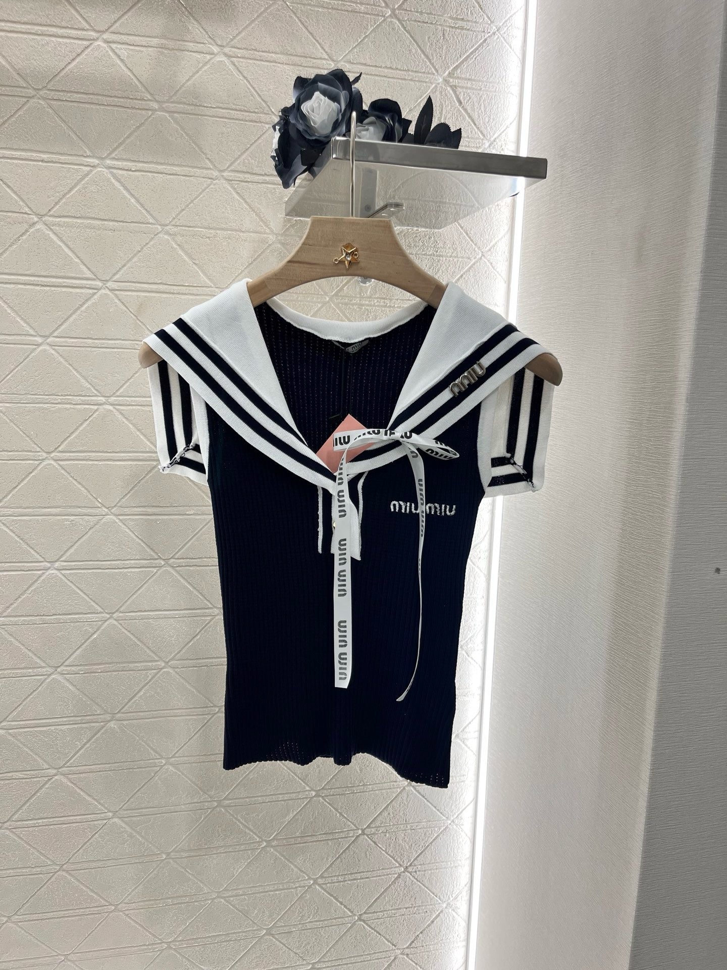 MI*MI*New Arrival Shawl Ribbon Bow Knitted Short Sleeve