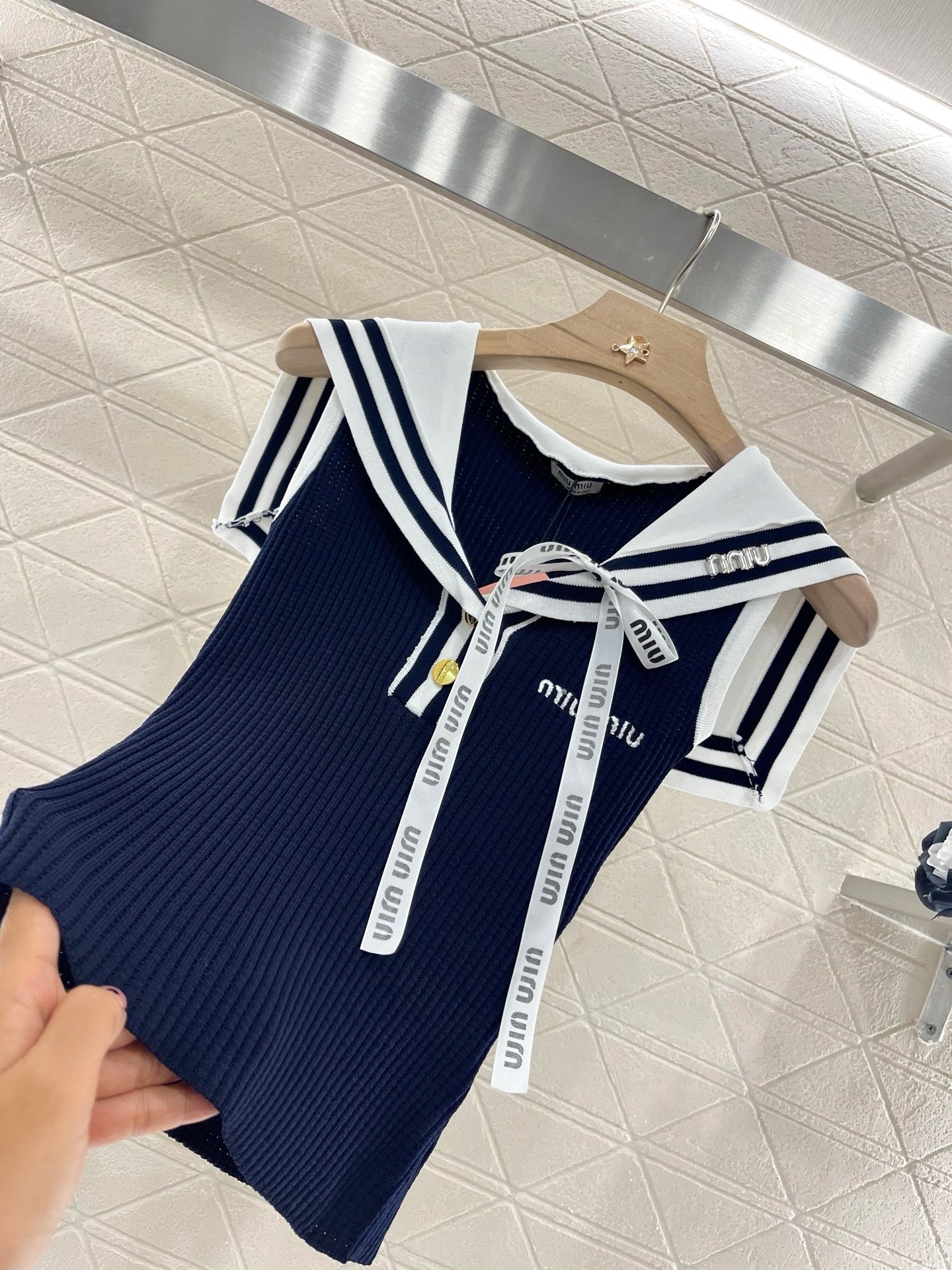MI*MI*New Arrival Shawl Ribbon Bow Knitted Short Sleeve