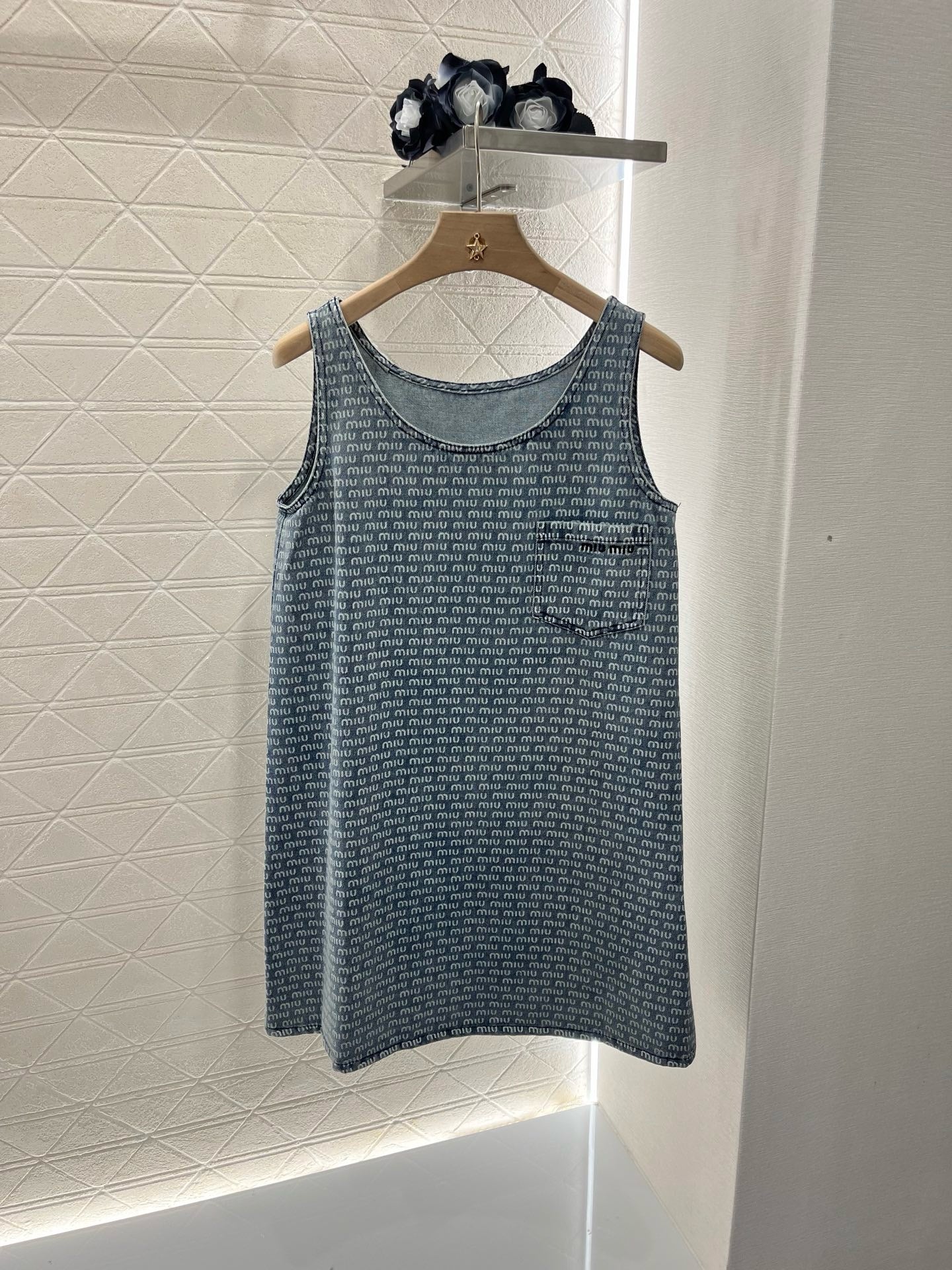MI*MI* New Arrival Denim Jacquard Vest Dress