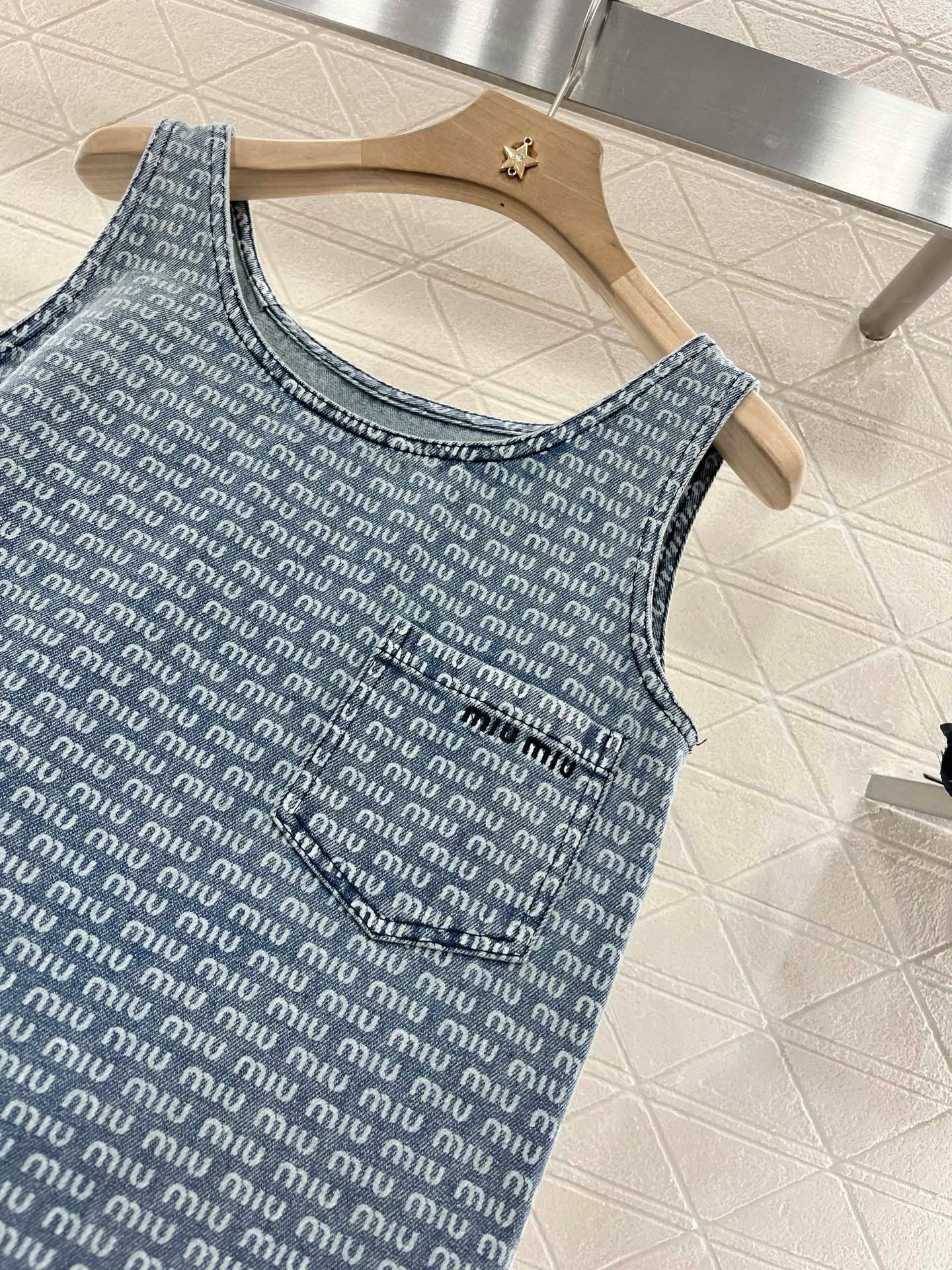 MI*MI* New Arrival Denim Jacquard Vest Dress