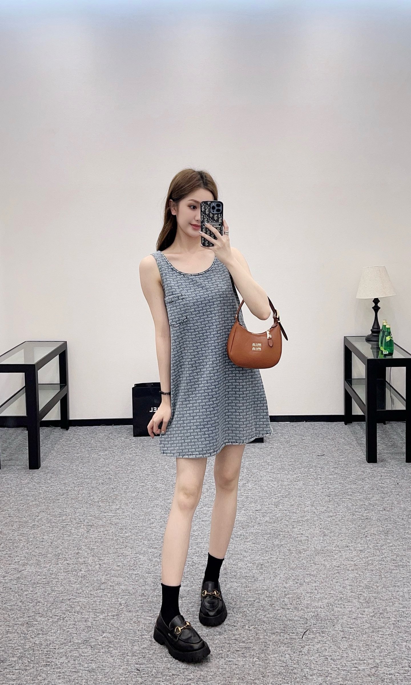 MI*MI* New Arrival Denim Jacquard Vest Dress