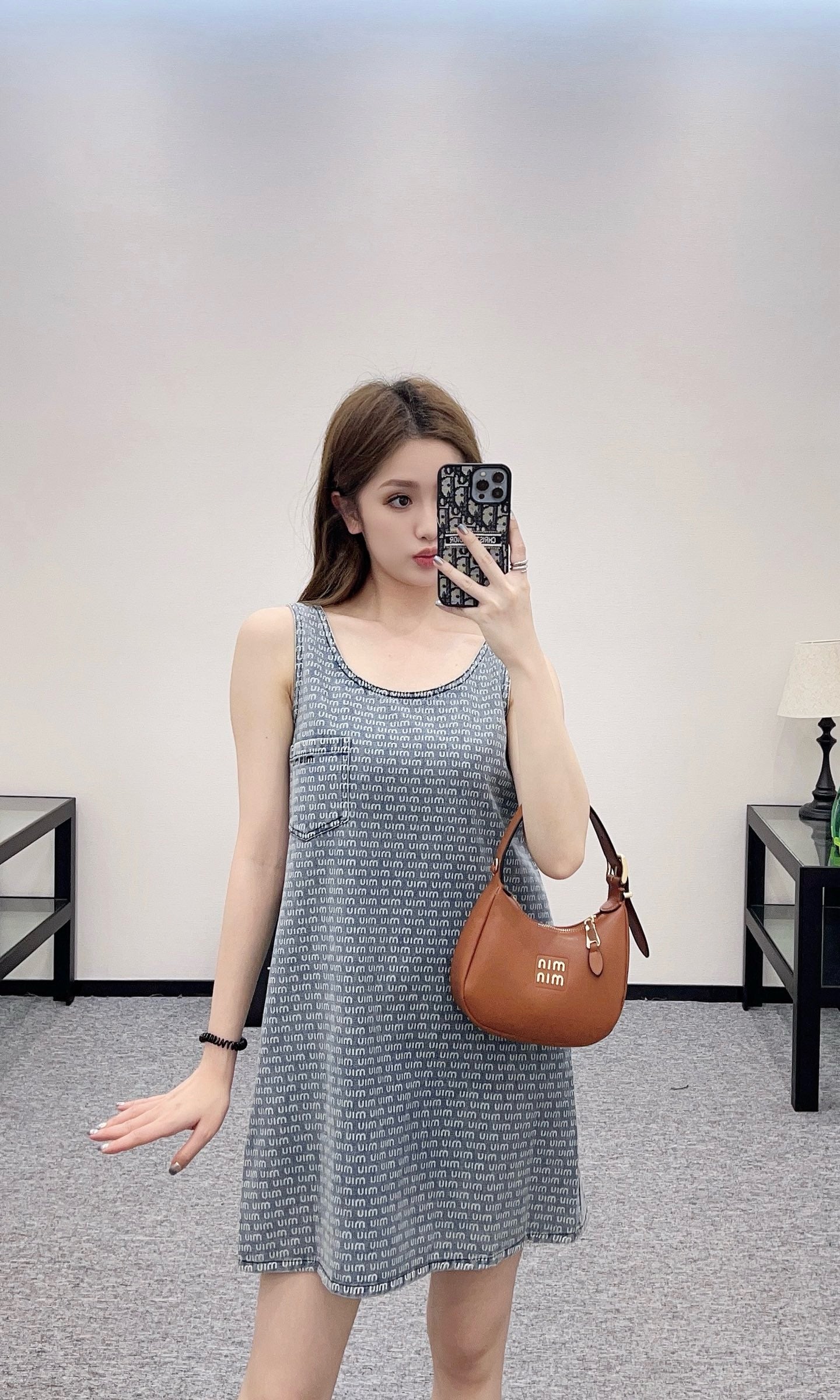 MI*MI* New Arrival Denim Jacquard Vest Dress