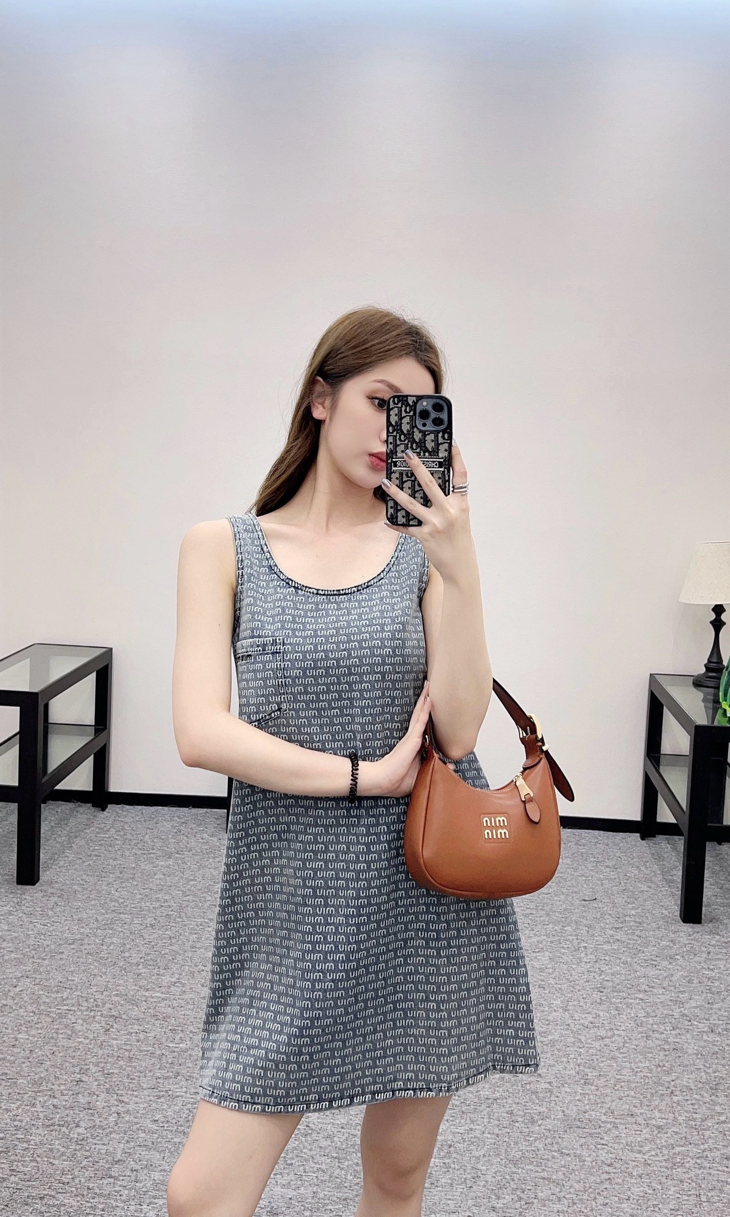 MI*MI* New Arrival Denim Jacquard Vest Dress