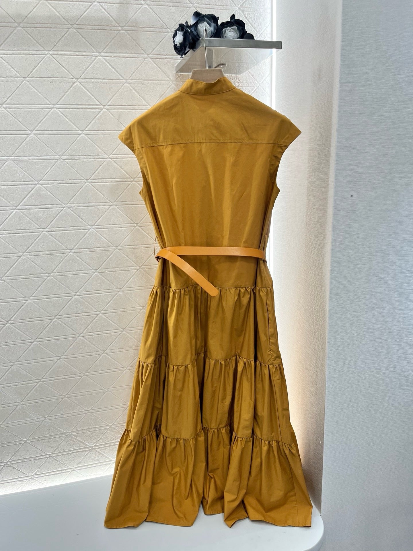 M*New Arrival Stand Collar Belt Dress