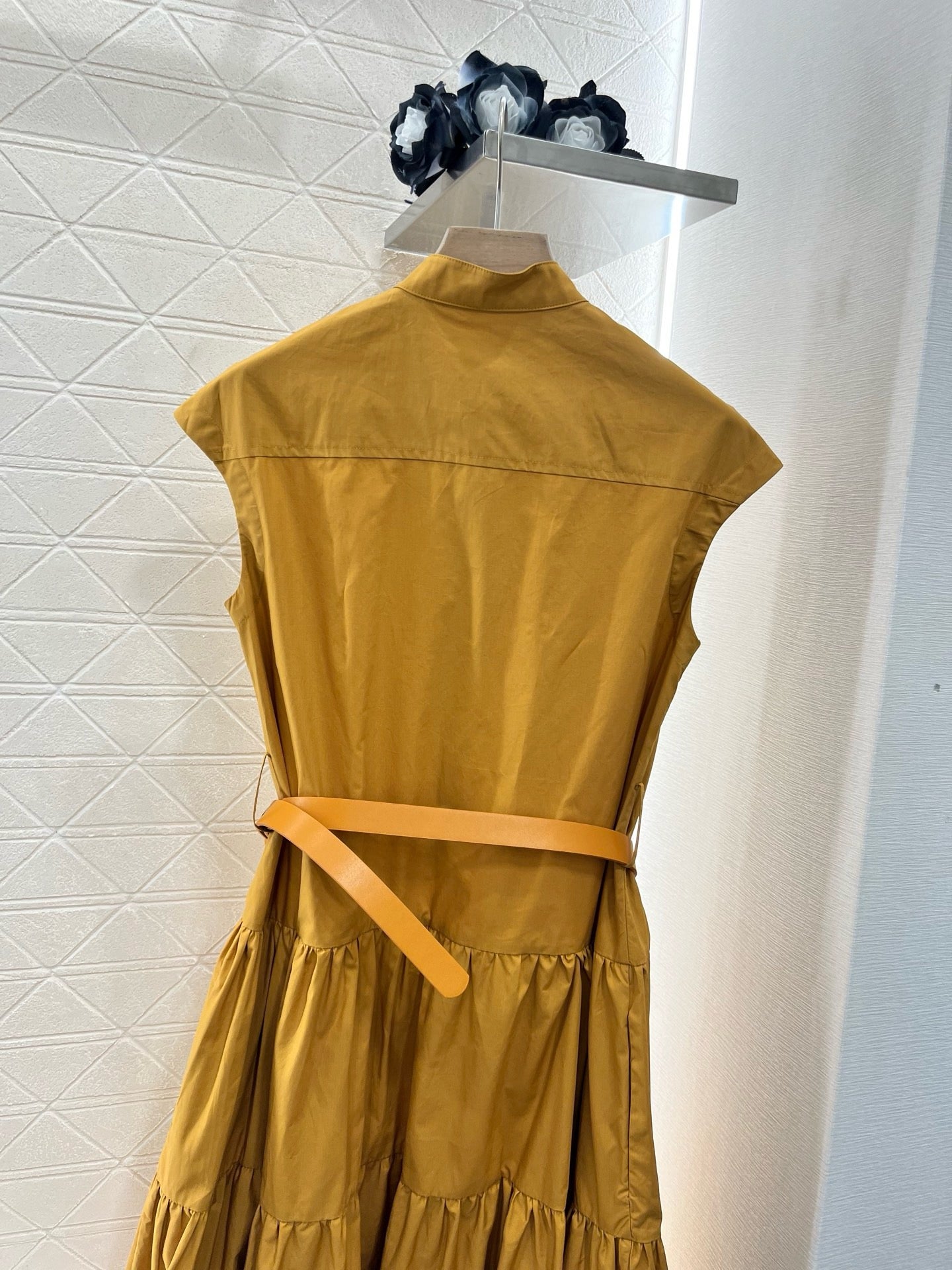 M*New Arrival Stand Collar Belt Dress
