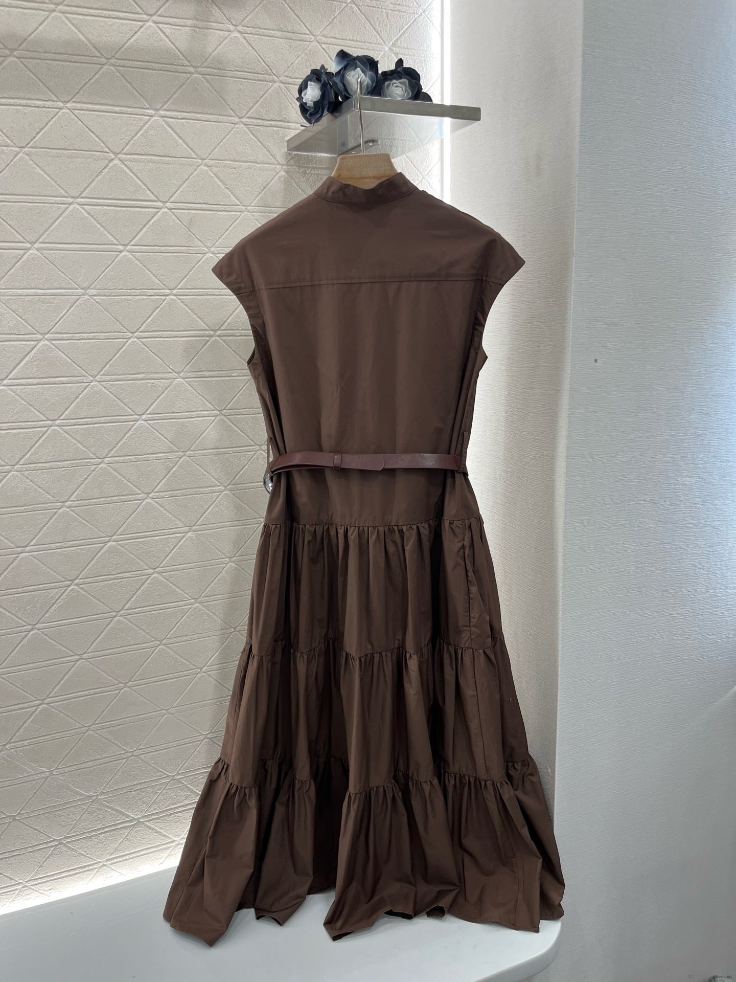 M*New Arrival Stand Collar Belt Dress