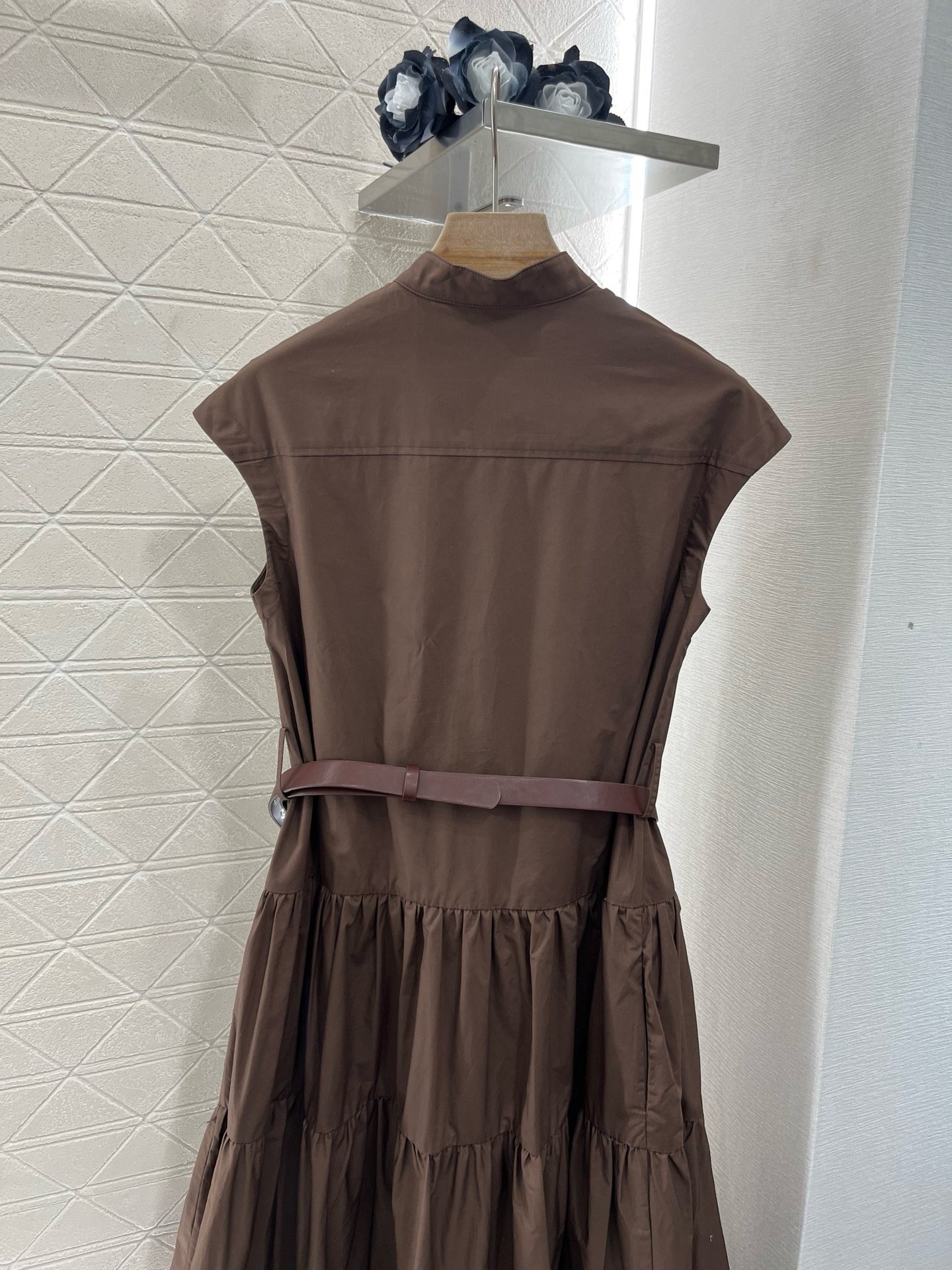M*New Arrival Stand Collar Belt Dress