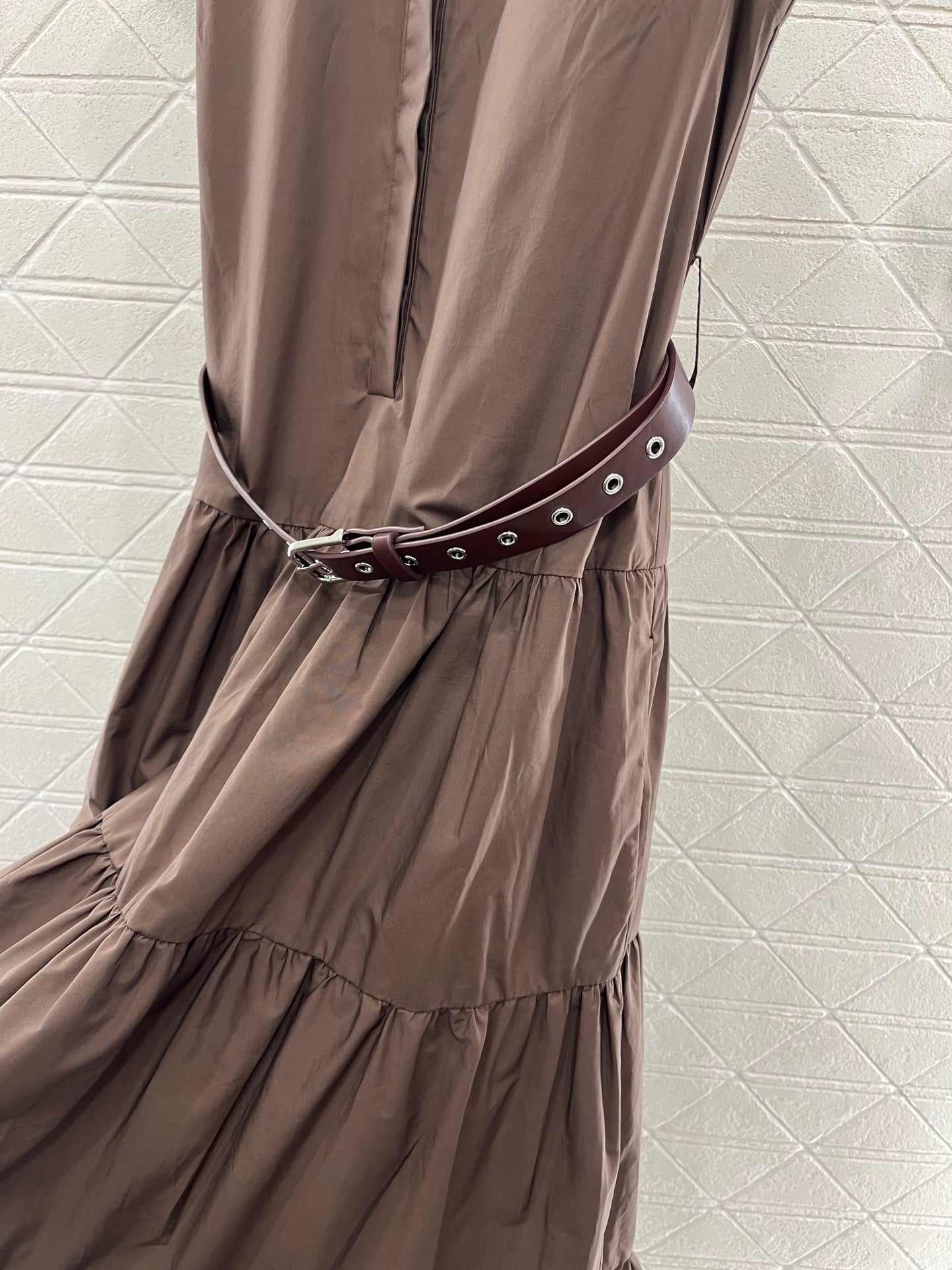 M*New Arrival Stand Collar Belt Dress