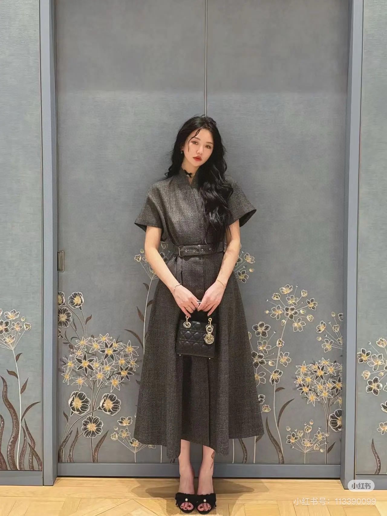 D* New arrival belted lapel dress