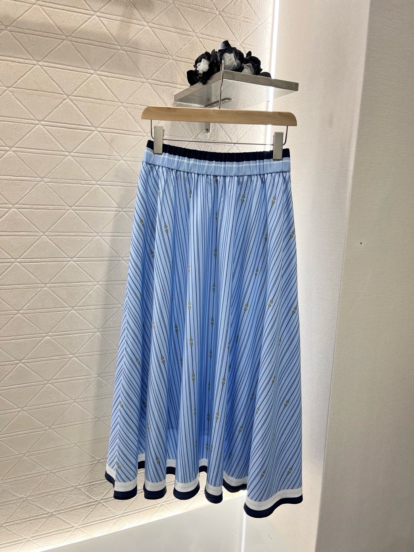 New Arrivals Printed Striped High Waist Skirt