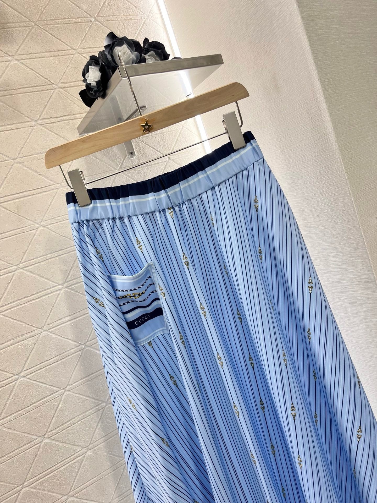 New Arrivals Printed Striped High Waist Skirt