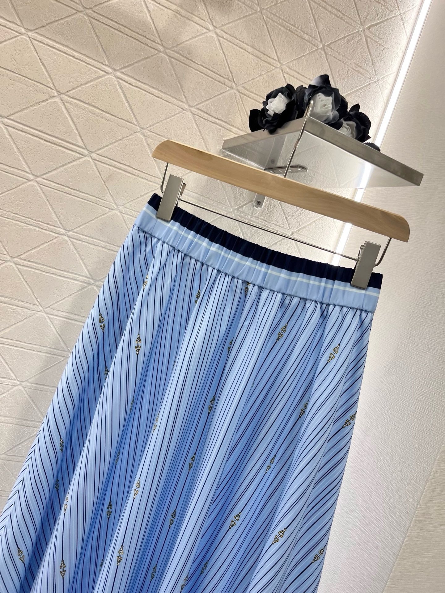 New Arrivals Printed Striped High Waist Skirt
