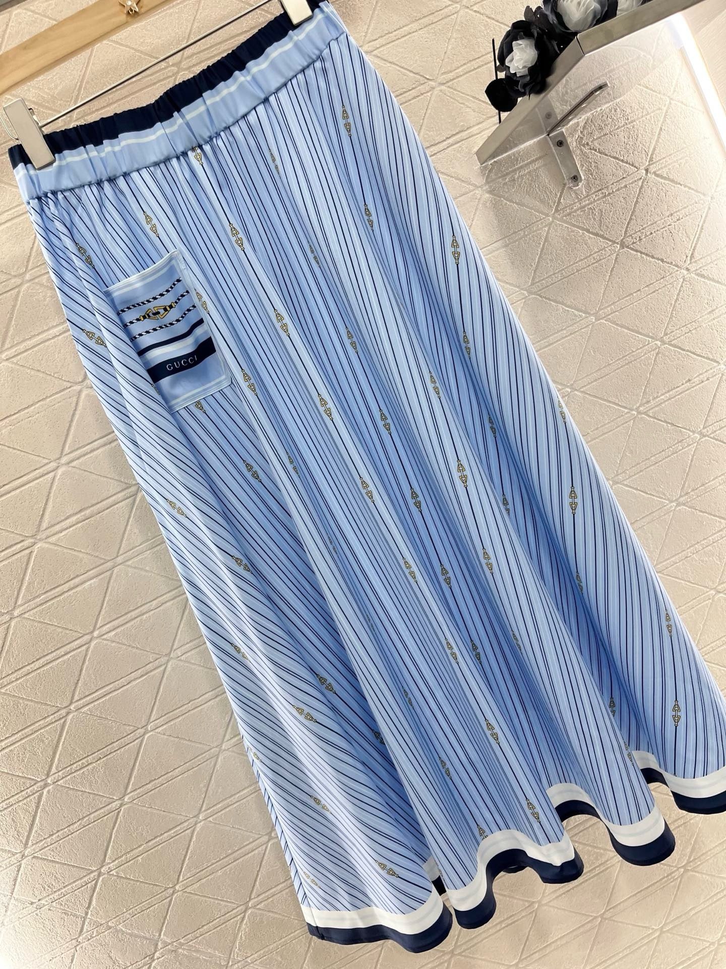 New Arrivals Printed Striped High Waist Skirt