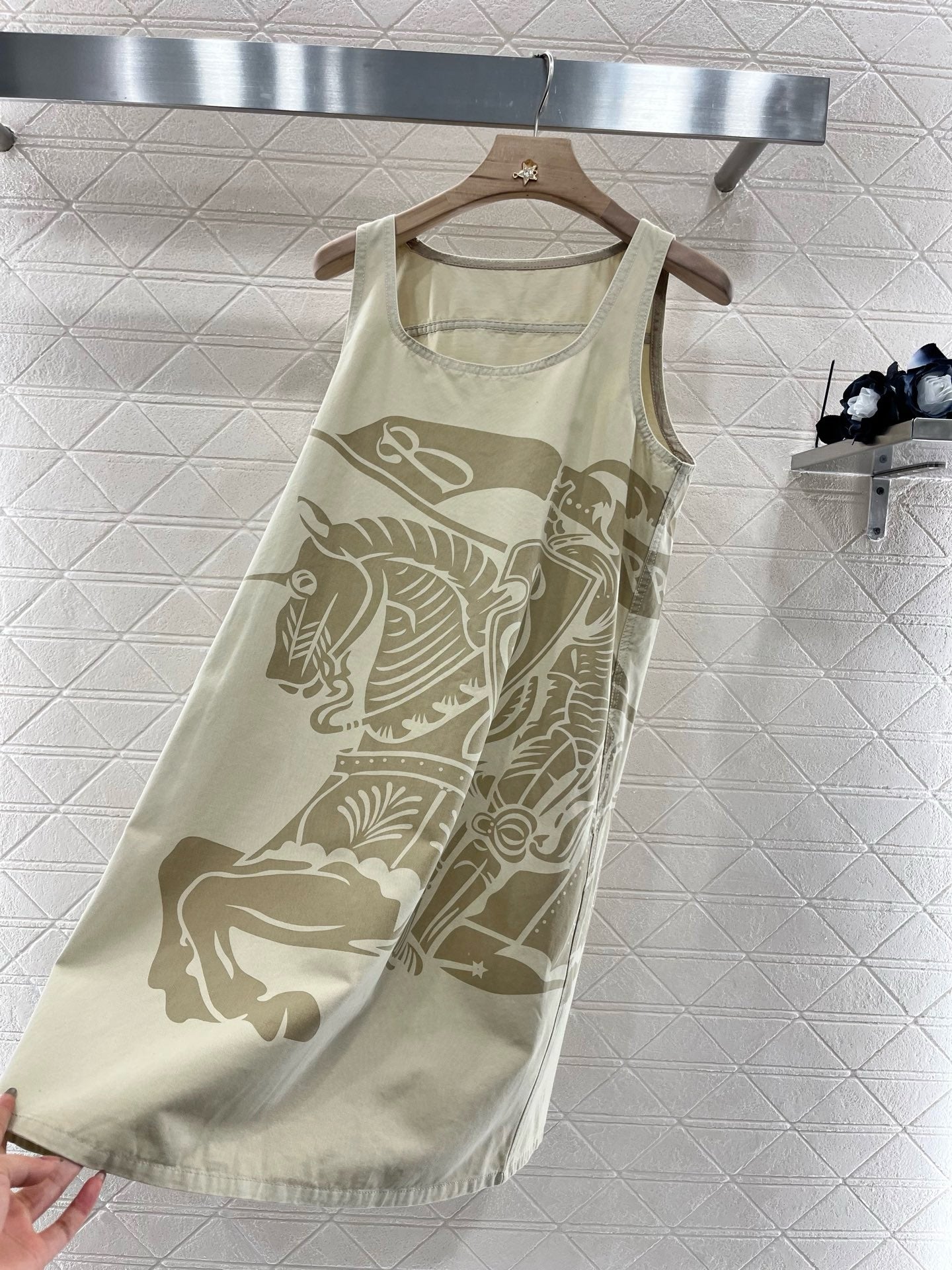 Burber**New arrival Lapel classic print vest dress