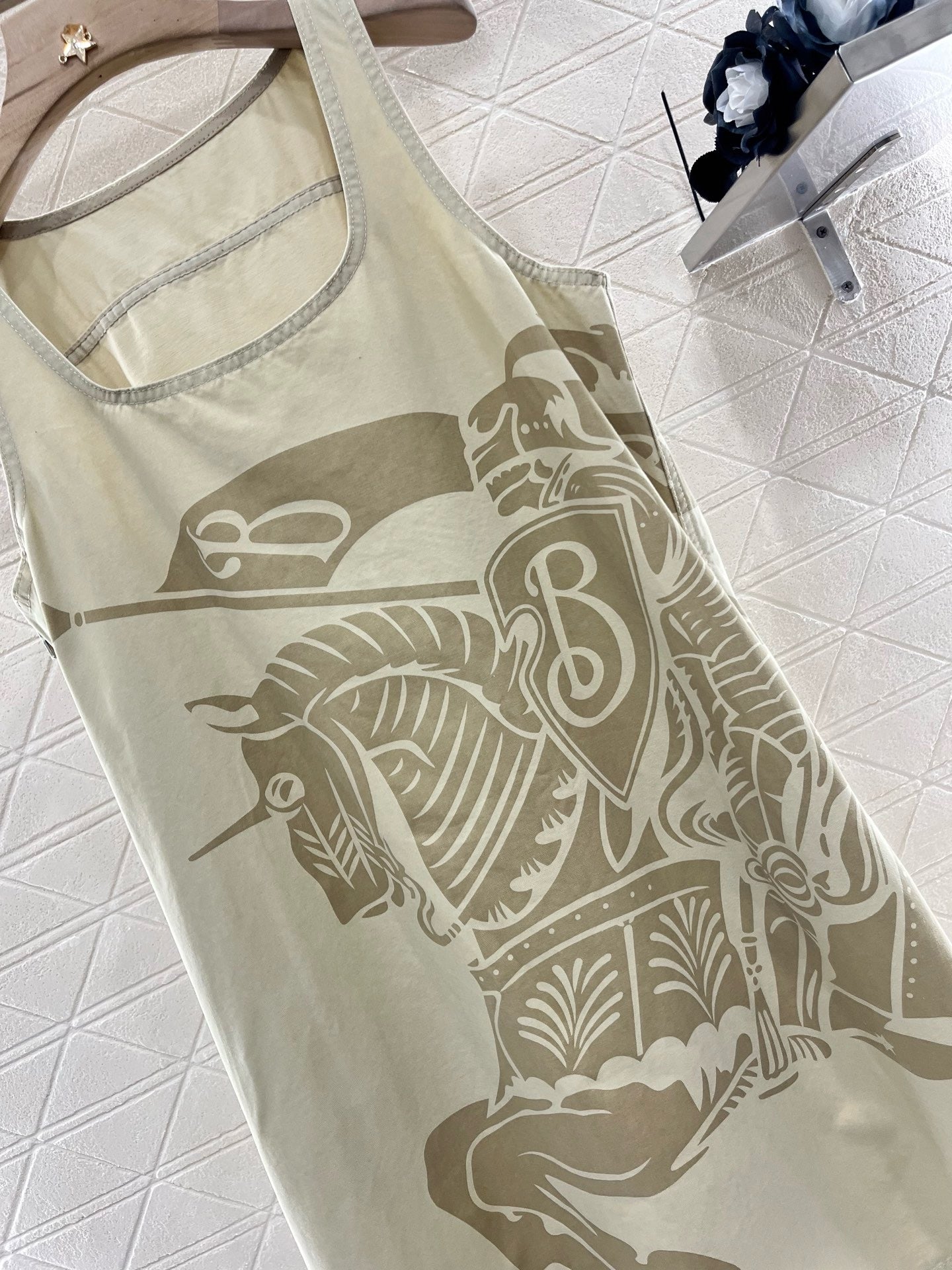 Burber**New arrival Lapel classic print vest dress