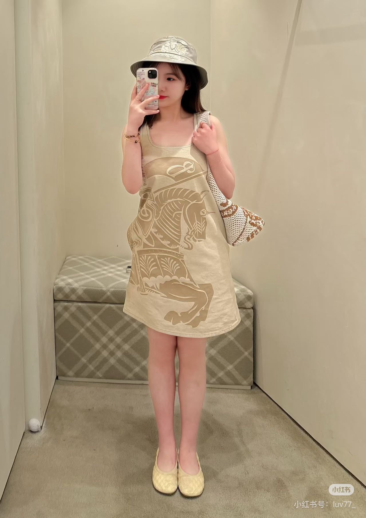 Burber**New arrival Lapel classic print vest dress