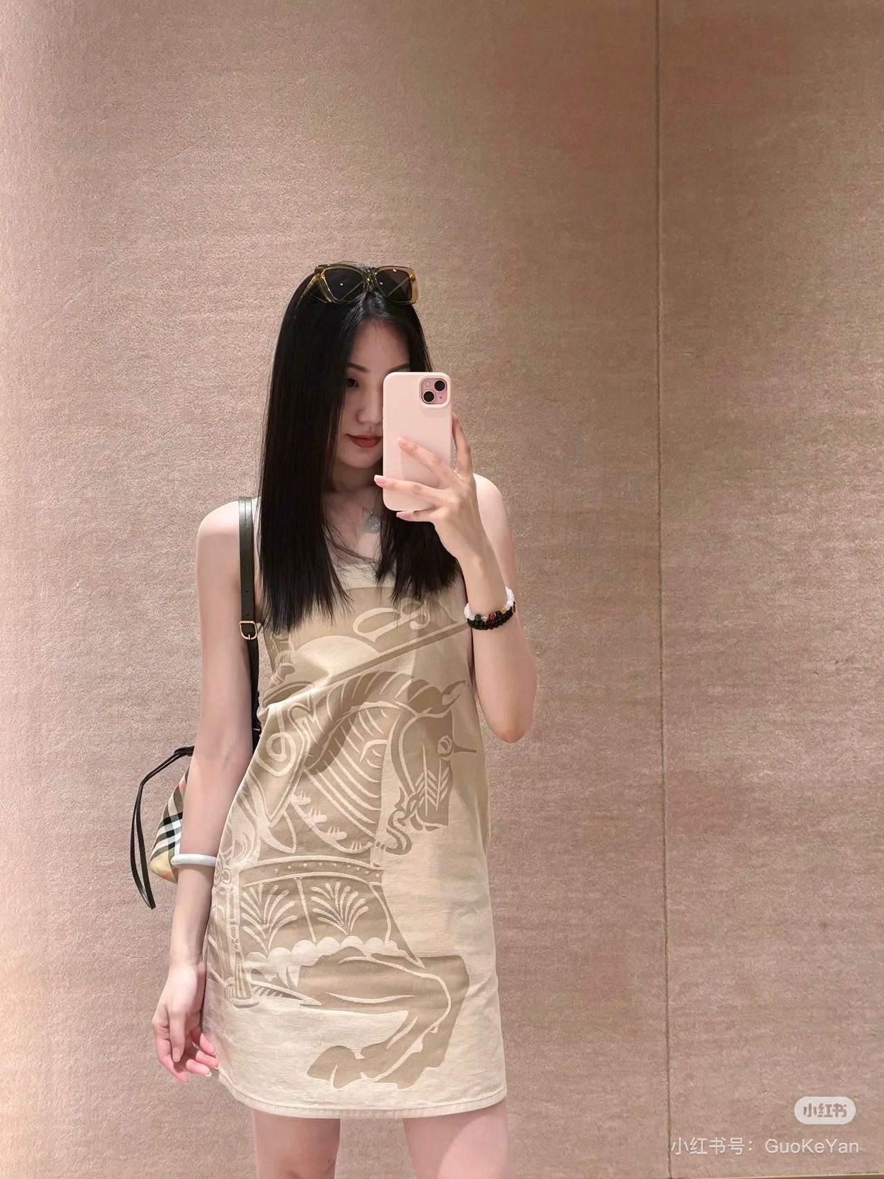 Burber**New arrival Lapel classic print vest dress