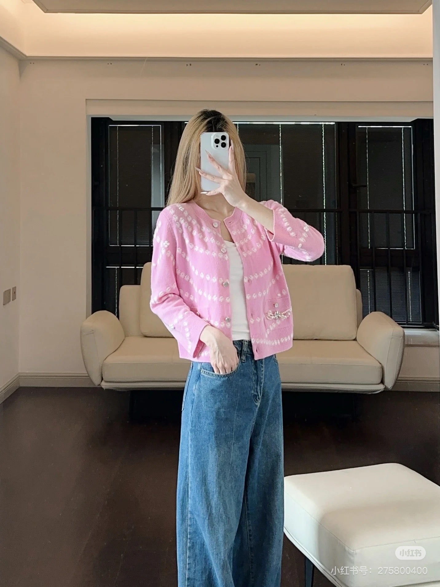 C*♥2025 New Arrival Pink Knitted Cardigan