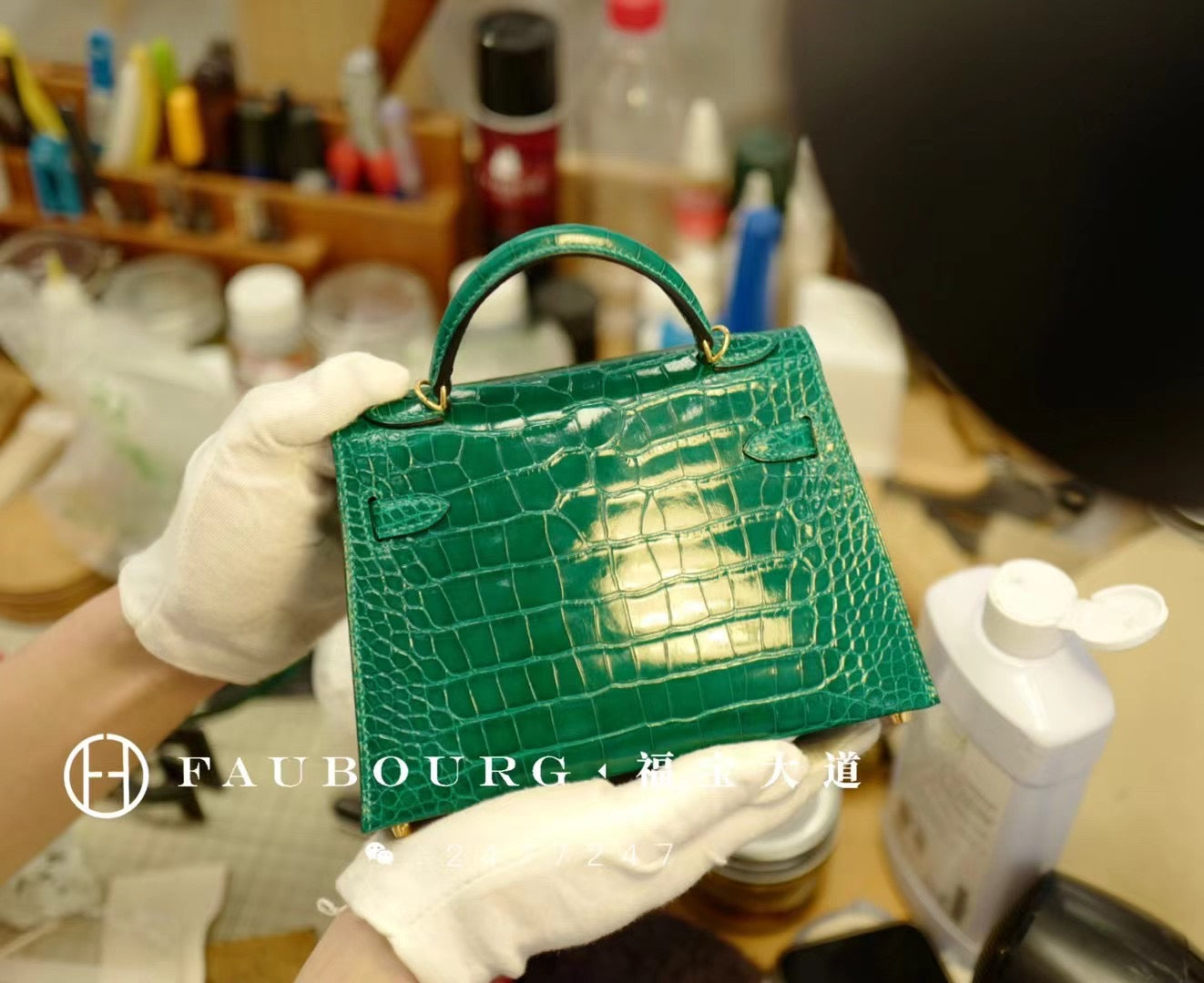 Hand-sewn second generation alligator leather