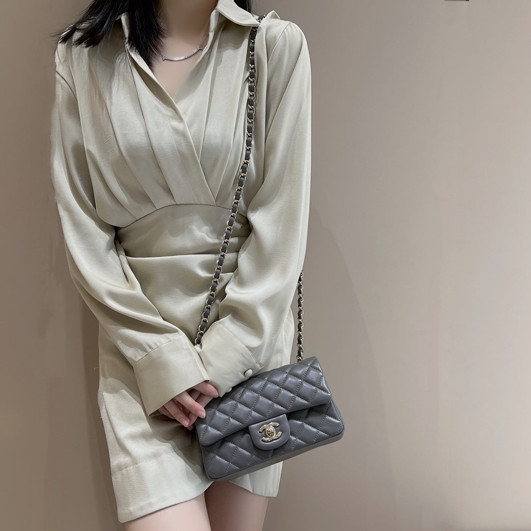 CH MINI CLASSIC HANDBAG 20 Lambskin High-grade Gray