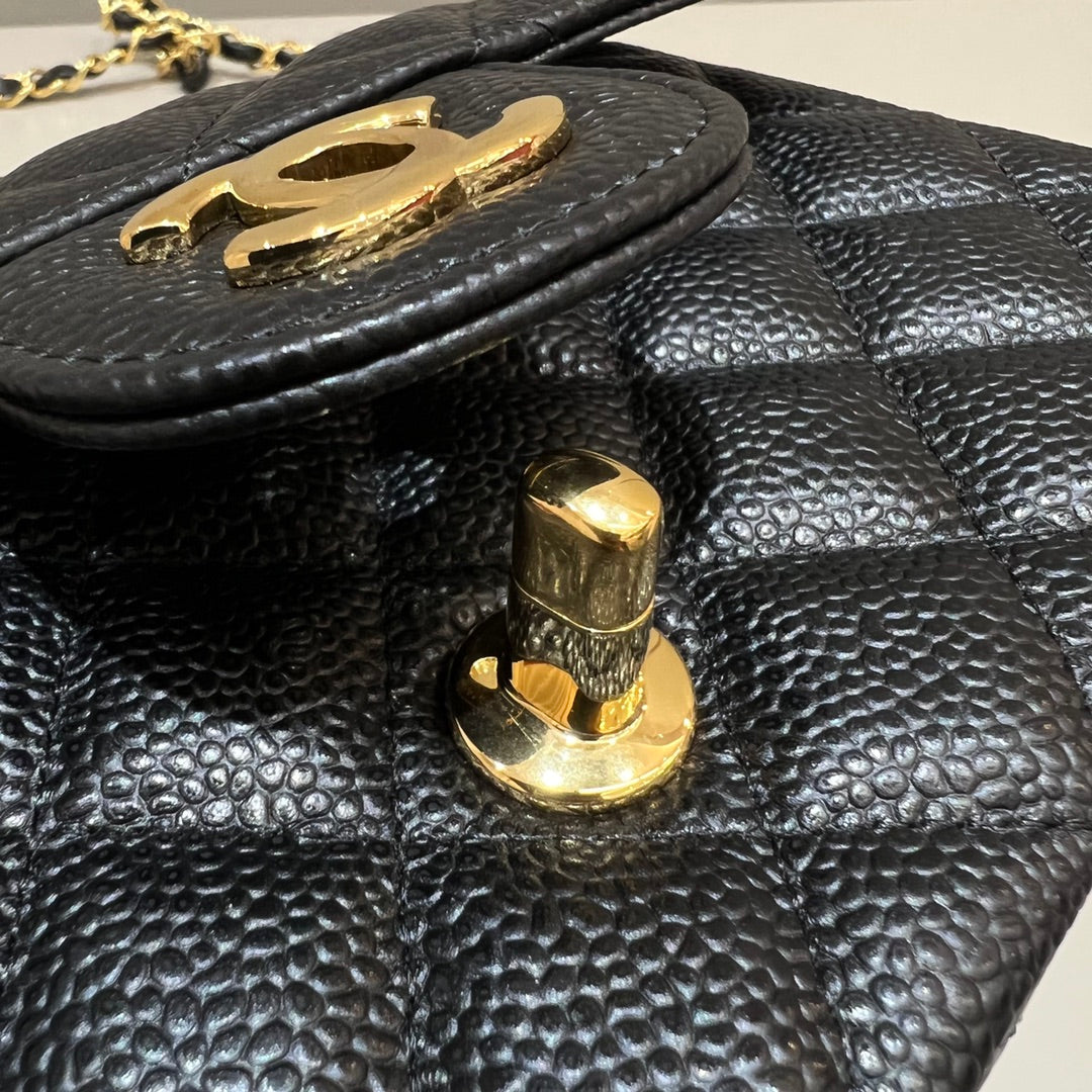 CH MINI CLASSIC HANDBAG 20 Grained Calfskin Black(With Edges)