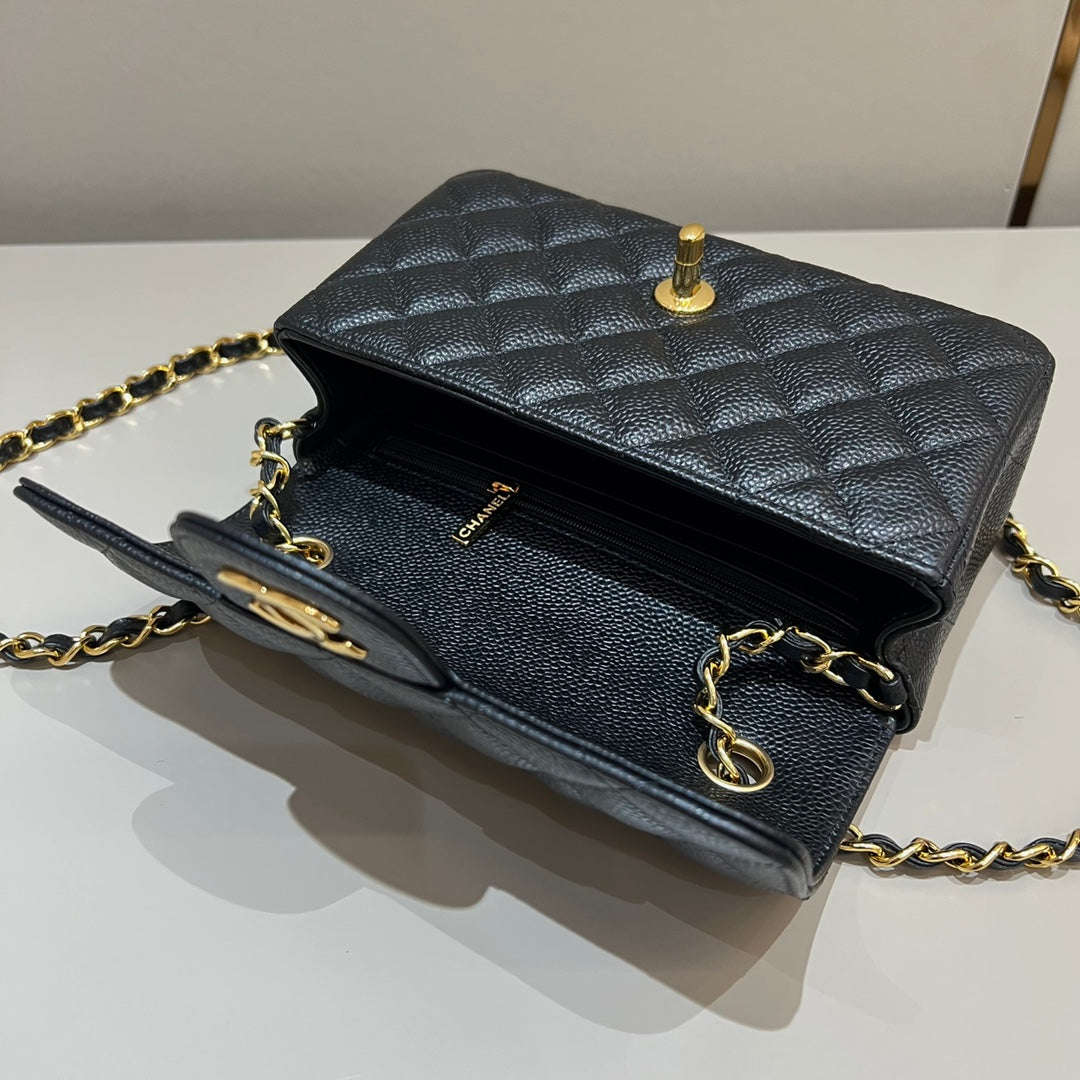 CH MINI CLASSIC HANDBAG 20 Grained Calfskin Black(With Edges)
