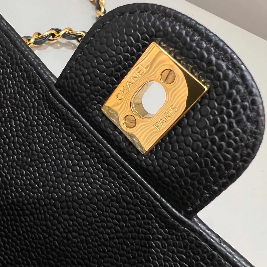 CH MINI CLASSIC HANDBAG 20 Grained Calfskin Black(With Edges)
