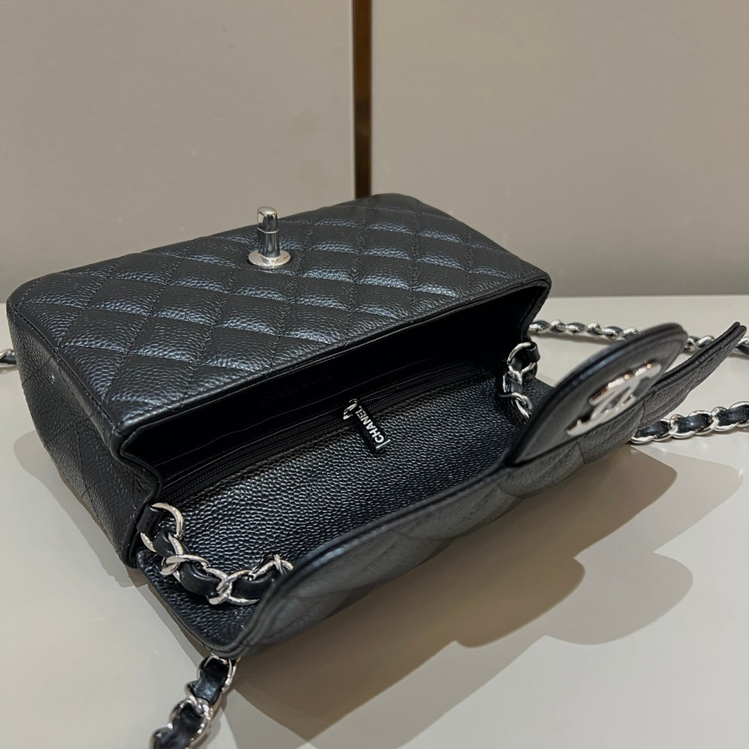 CH MINI CLASSIC HANDBAG 20 Grained Calfskin Black(With Edges)
