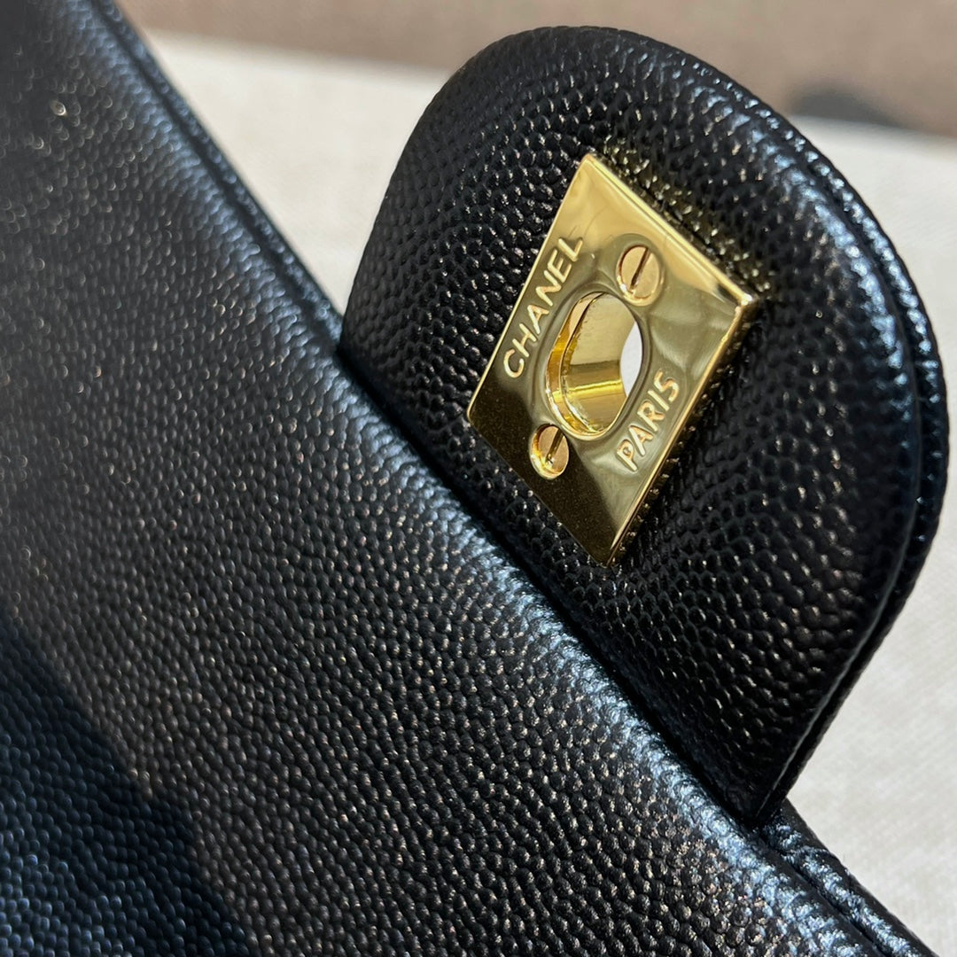 CH MINI CLASSIC HANDBAG 20 Small Grained Calfskin Black
