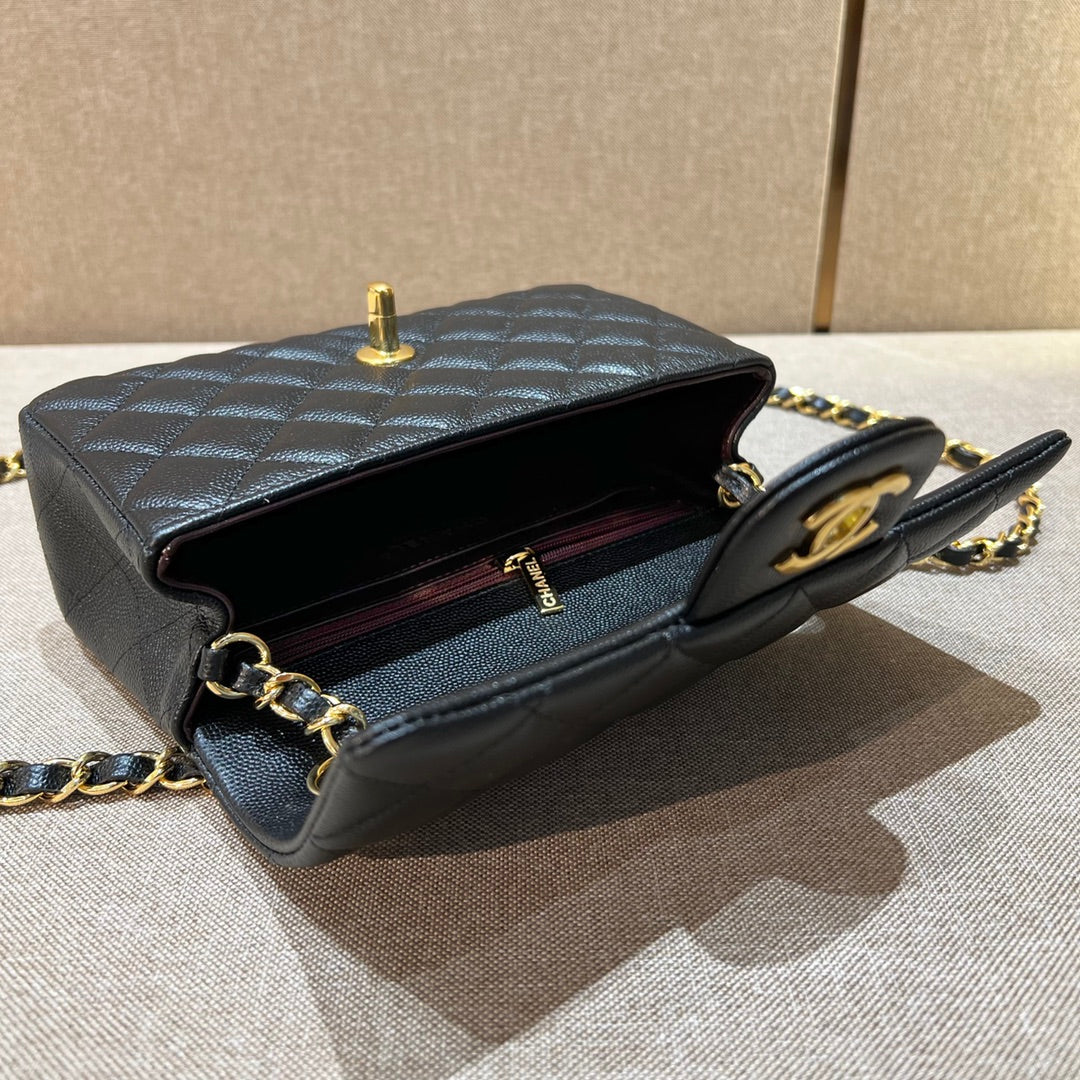 CH MINI CLASSIC HANDBAG 20 Small Grained Calfskin Black