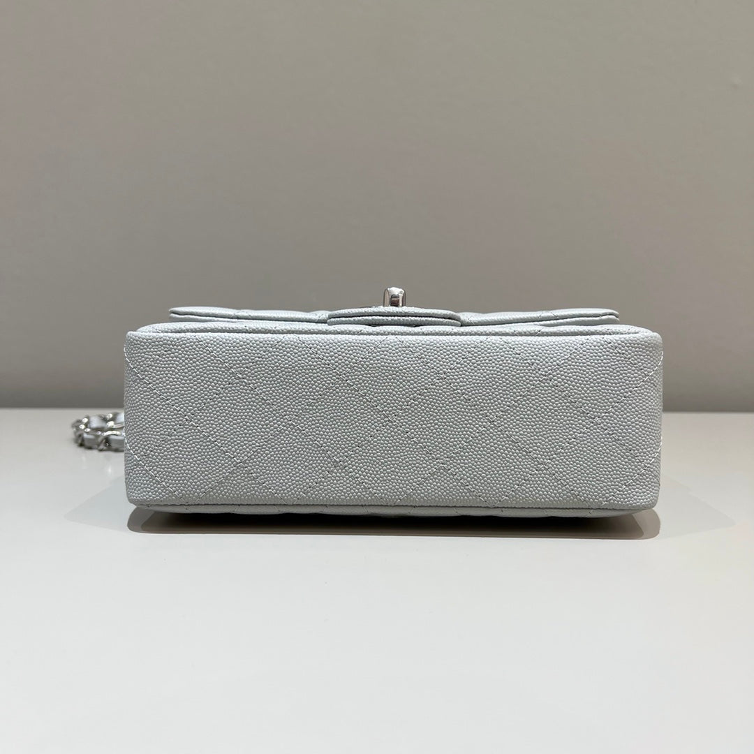CH MINI CLASSIC HANDBAG 20 Small Grained Calfskin Elephant Gray