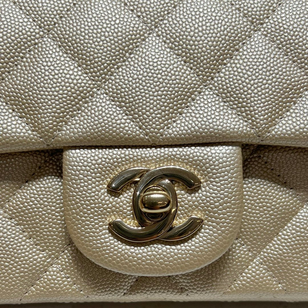 CH MINI CLASSIC HANDBAG 20 Small Grained Calfskin Champagne Gold