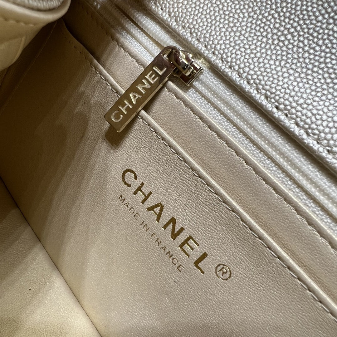 CH MINI CLASSIC HANDBAG 20 Small Grained Calfskin Champagne Gold