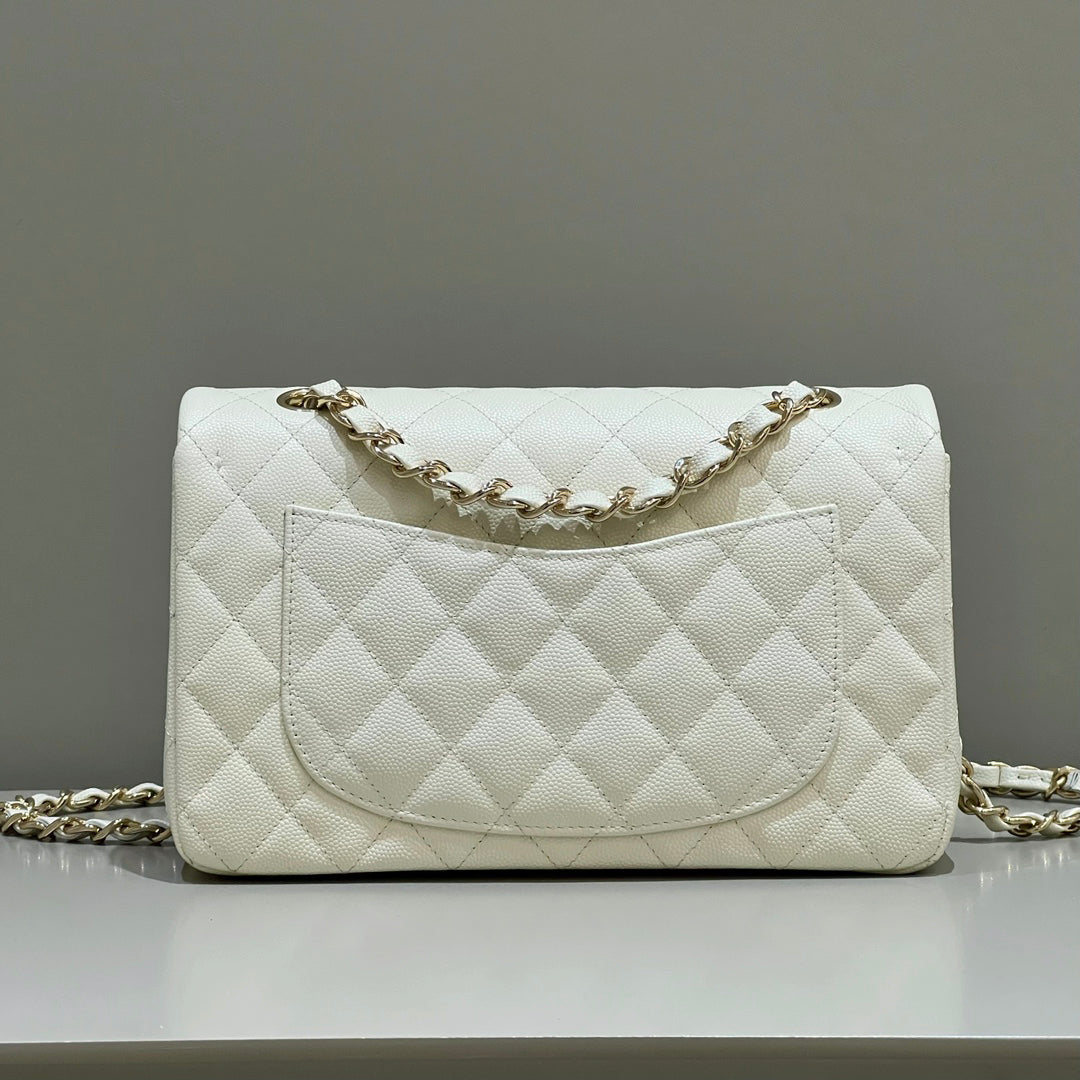 CH SMALL CLASSIC HANDBAG 23 Small Grained Calfskin Ivory White