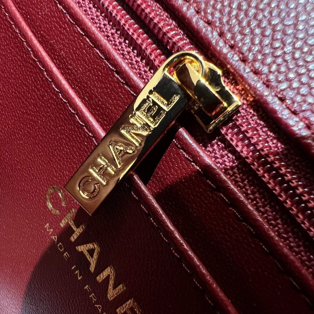 CH MINI CLASSIC HANDBAG 20 Small Grained Calfskin Red Wine Color