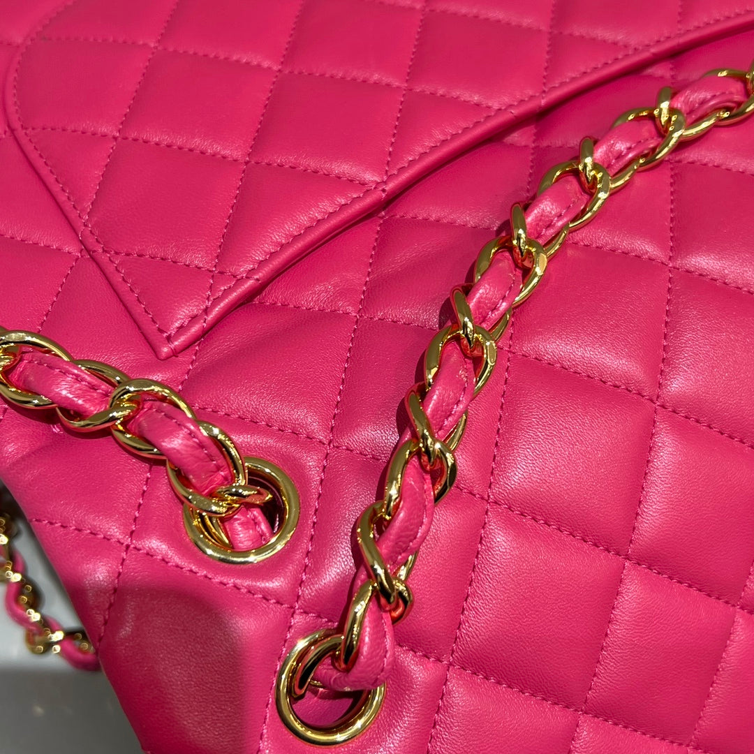 CH LARGE CLASSIC HANDBAG 30 Lambskin Rose Red