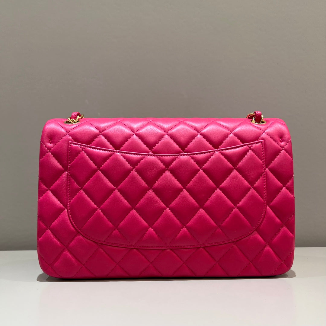 CH LARGE CLASSIC HANDBAG 30 Lambskin Rose Red