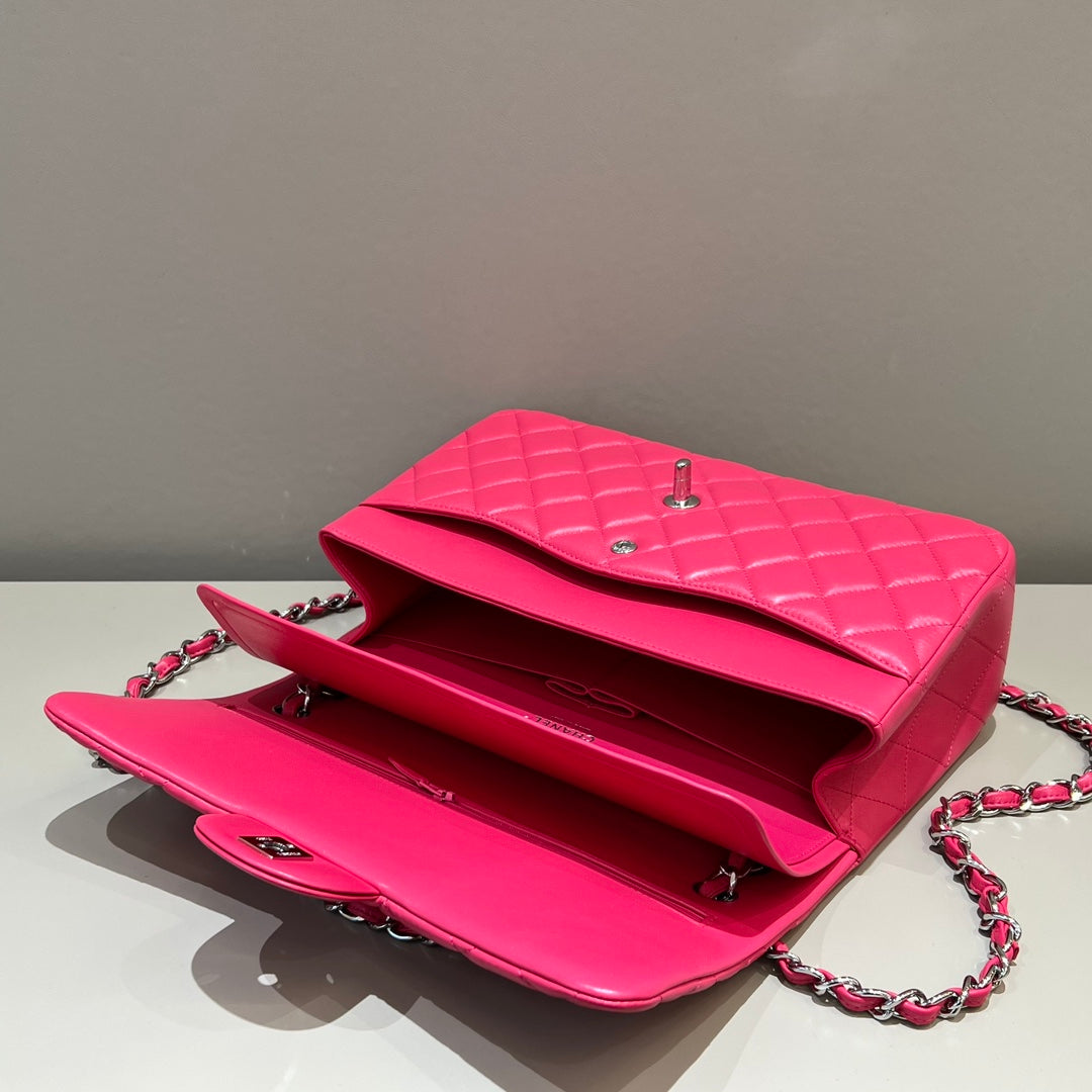 CH LARGE CLASSIC HANDBAG 30 Lambskin Rose Red