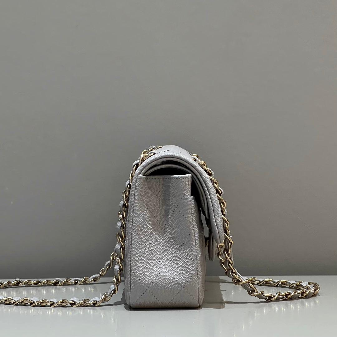 CH SMALL CLASSIC HANDBAG 23 Small Grained Calfskin Elephant Gray