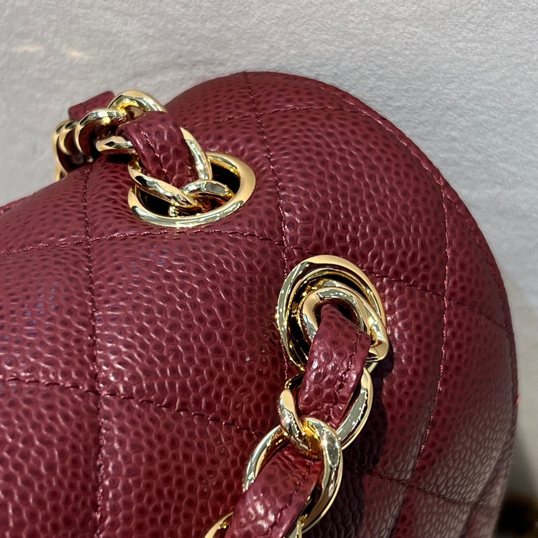 CH LARGE CLASSIC HANDBAG 30 Grained Calfskin Red Wine Color