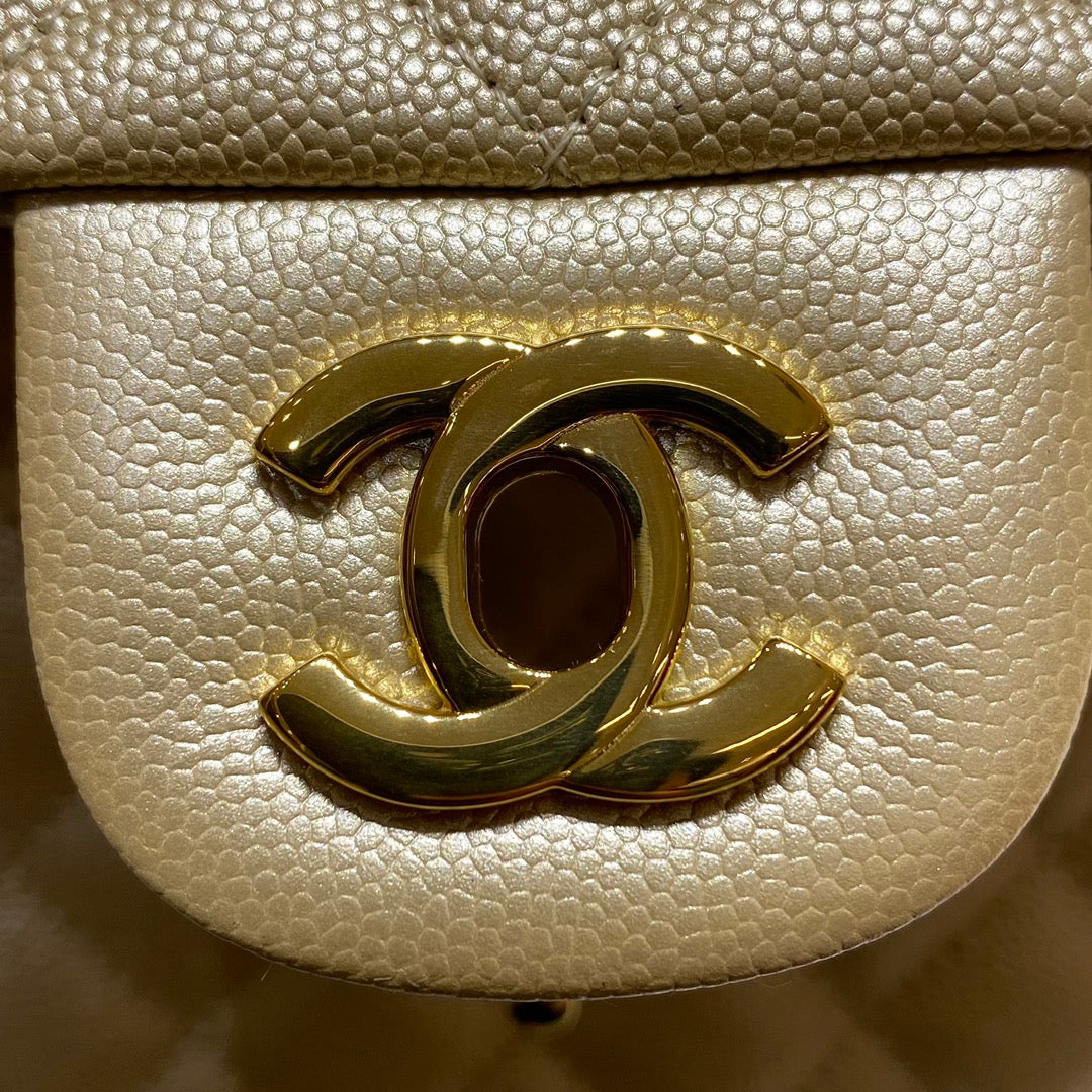 CH CLASSIC 11.12 HANDBAG 25.5 Small Grained Calfskin Champagne Gold