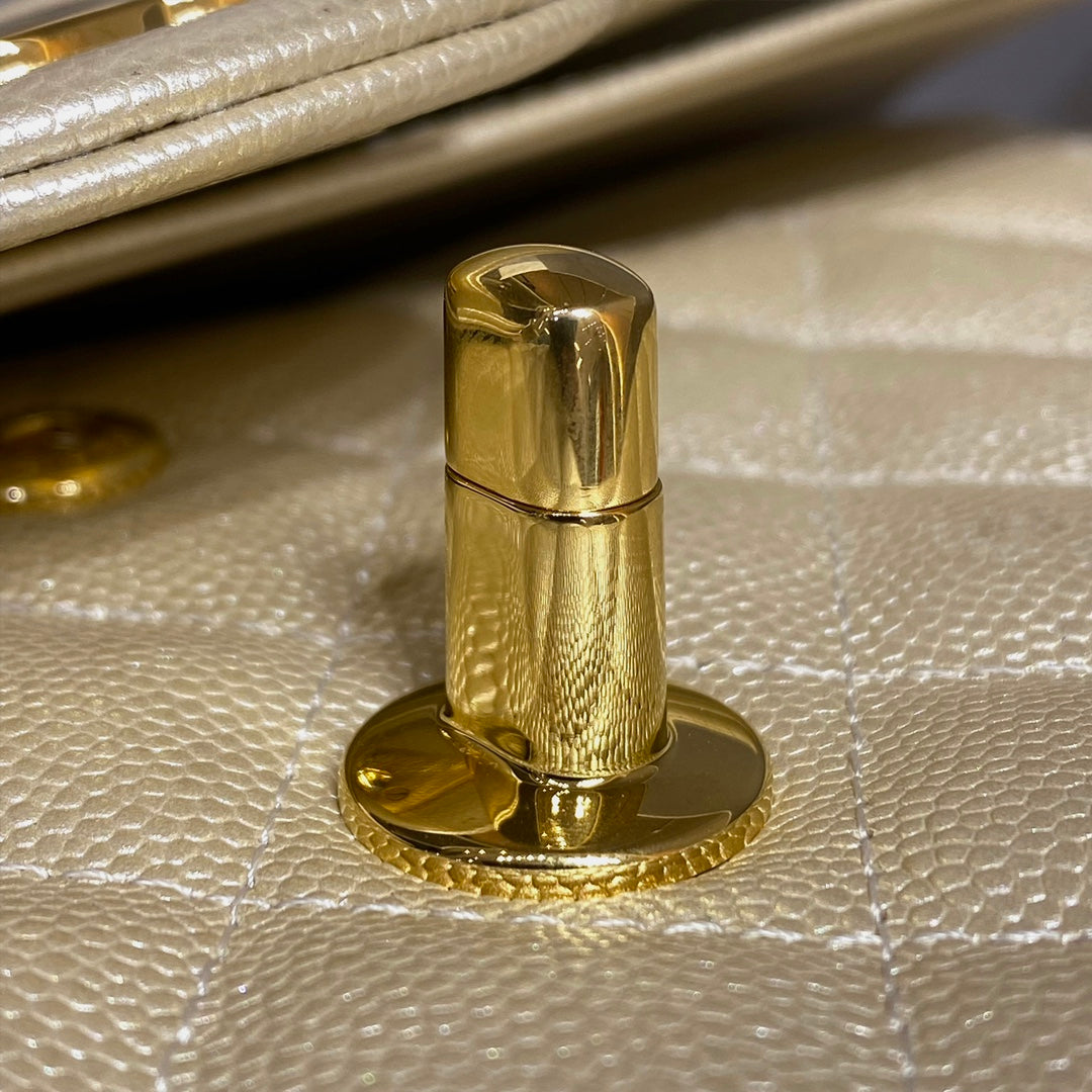 CH CLASSIC 11.12 HANDBAG 25.5 Small Grained Calfskin Champagne Gold